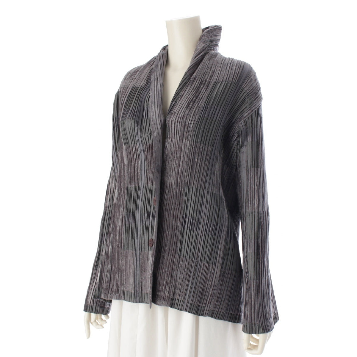 ISSEY MIYAKE polyester Pleated tailored jacket Check Pattern Outerwear IM14-FD025 gray 2