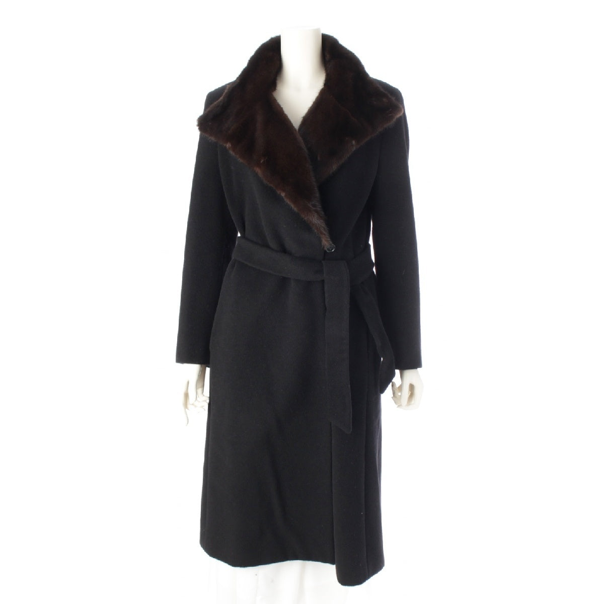 MAX MARA wool With ribbon outer Long coat jacket 1600013 black 38