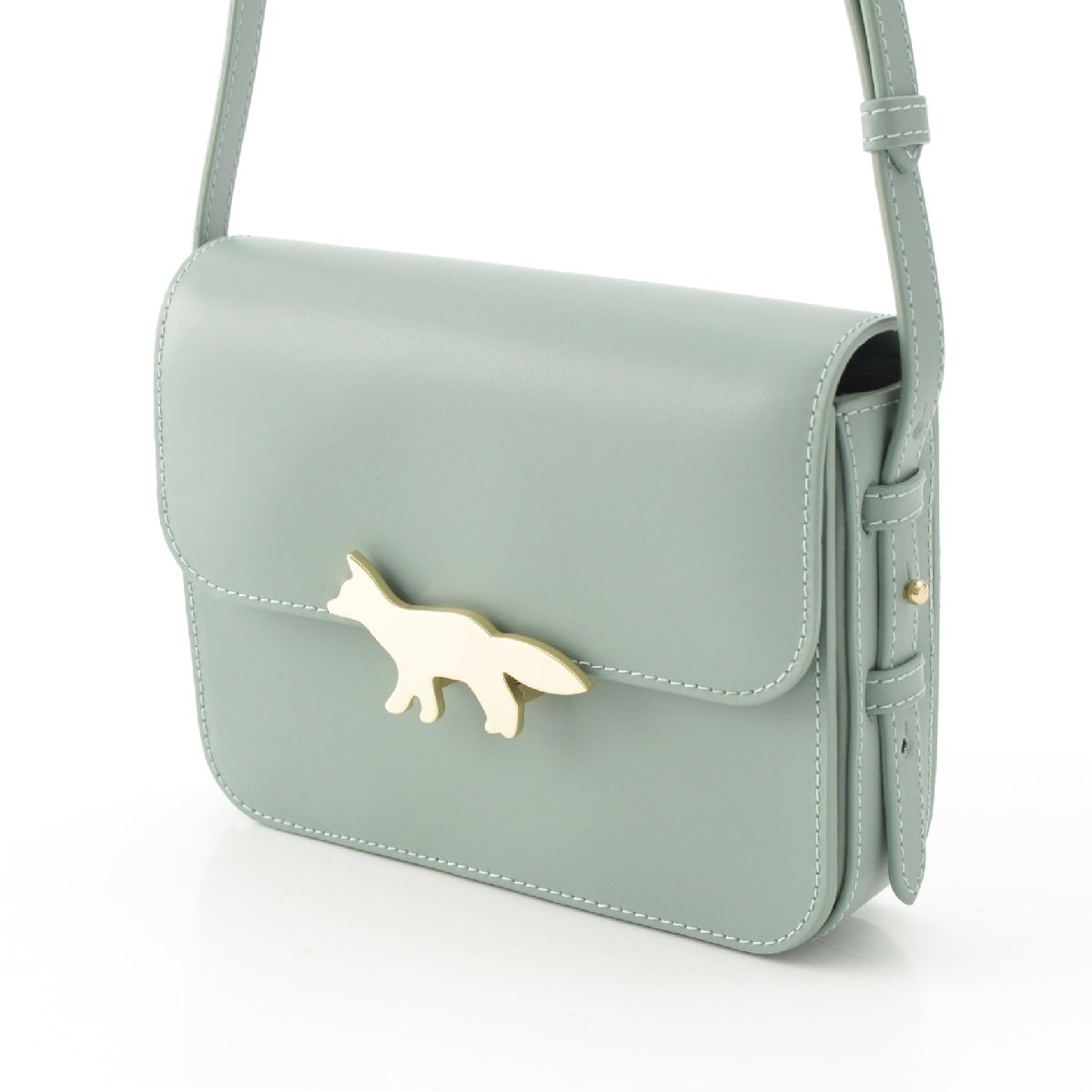 MAISON KITSUNE THE EDIE leather icon Shoulder Bag Cross body Light green