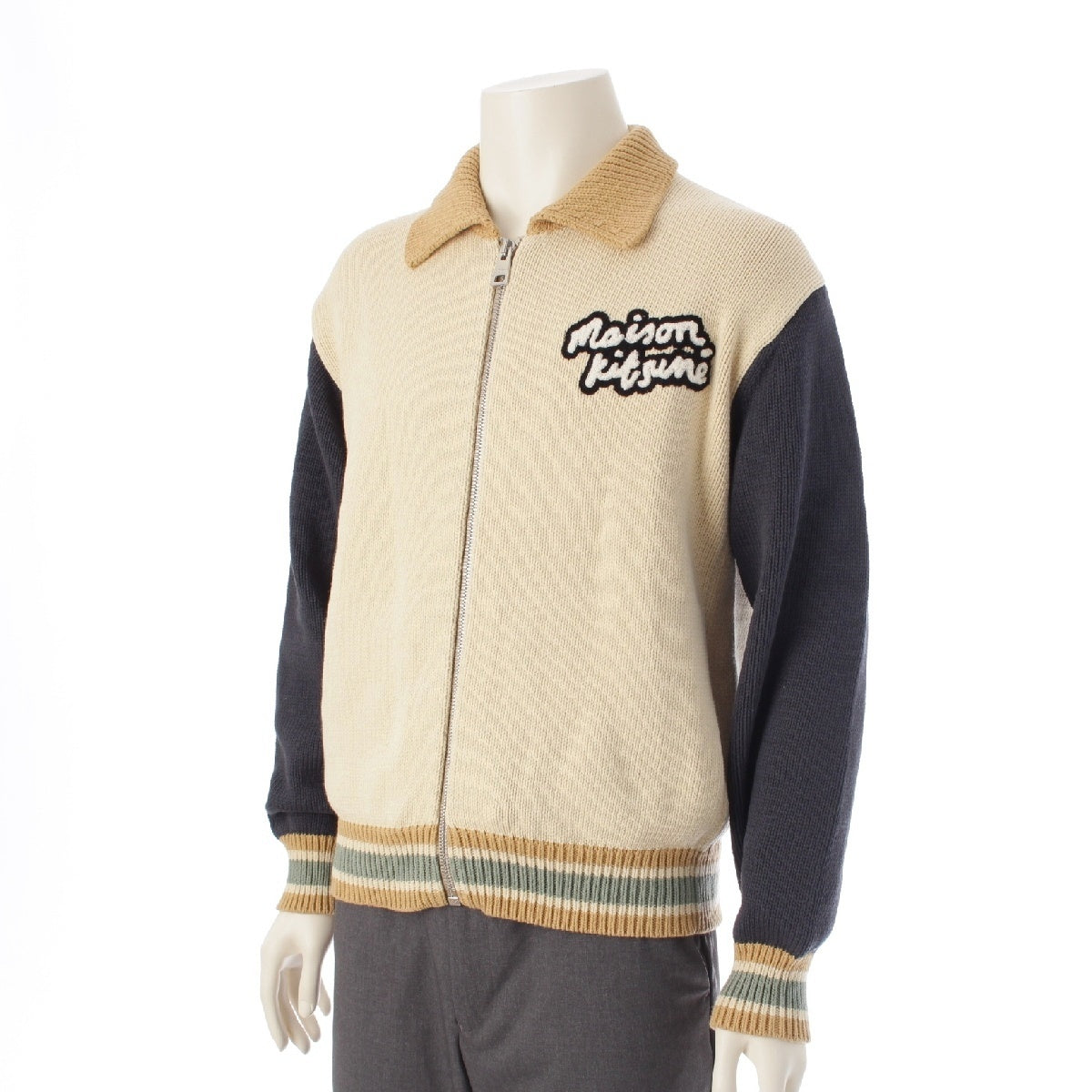 MAISON KITSUNE Knit College Blouson Jacket beige S