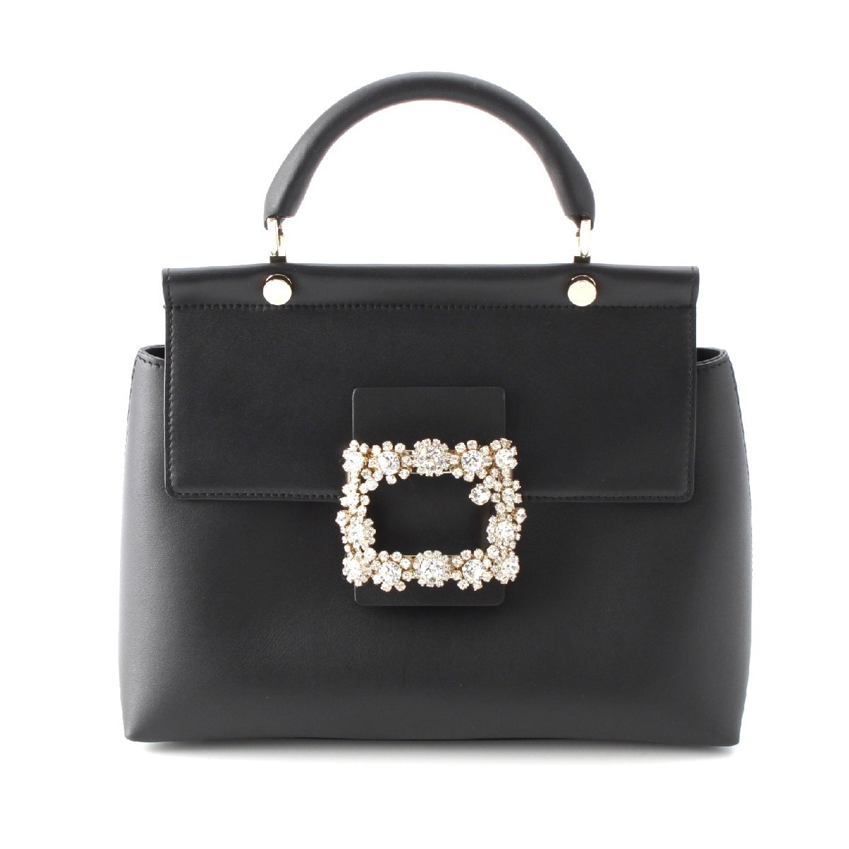 Roger Vivier Hippo Efflorescence leather Flower Strass Buckle 2WAY Shoulder Handbag RBWAMAA0151D8CB999 black