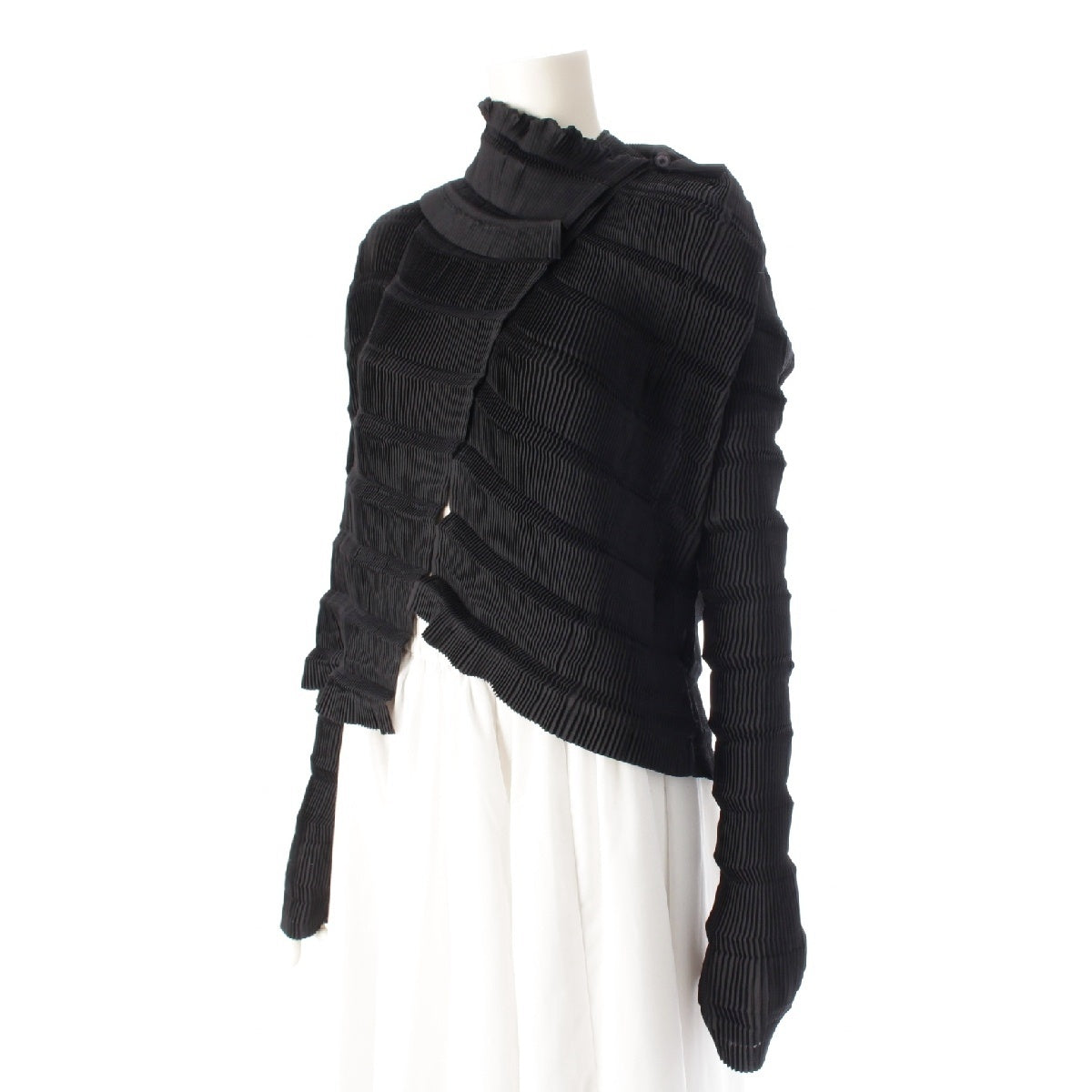 ISSEY MIYAKE Design Pleated Deformation cardigan tops IM82-FJ548 black L