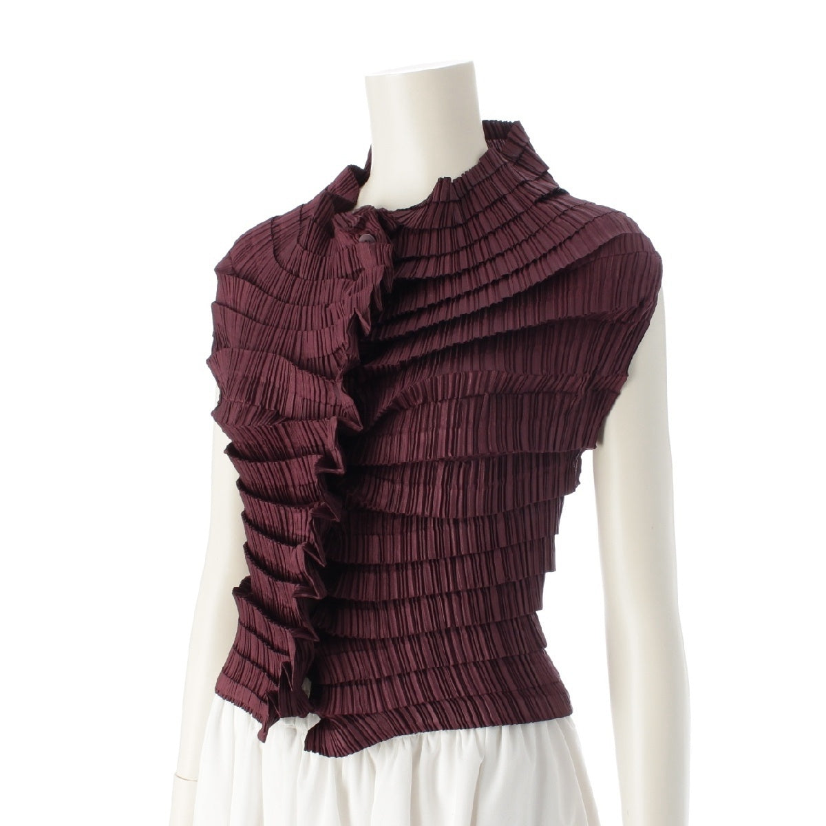ISSEY MIYAKE Design Pleated Sleeveless Best blouse IM04FE920 Bordeaux 3