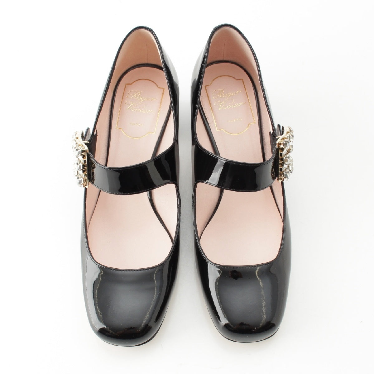 Roger Vivier Trevivier Patent leather Merry Jane pumps Strass Buckle Chunky Heels black 37