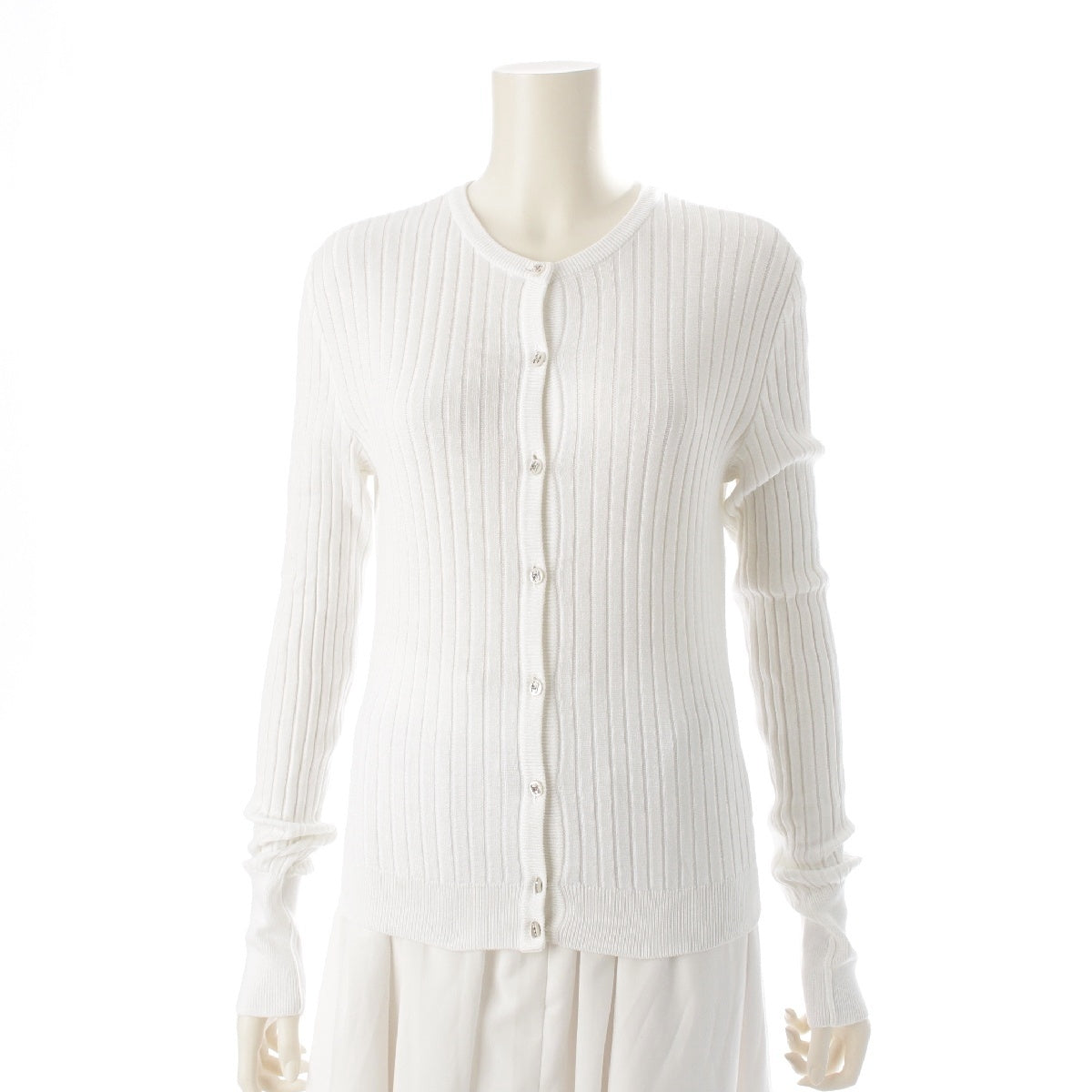 CHANEL 97P Vintage COCO Mark button knit cardigan tops P07447 white 40