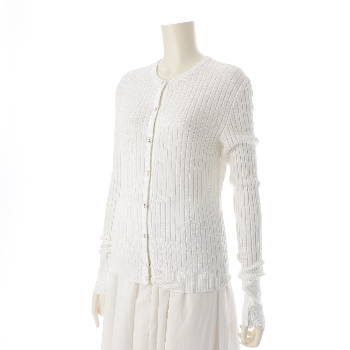 CHANEL 97P Vintage COCO Mark button knit cardigan tops P07447 white 40