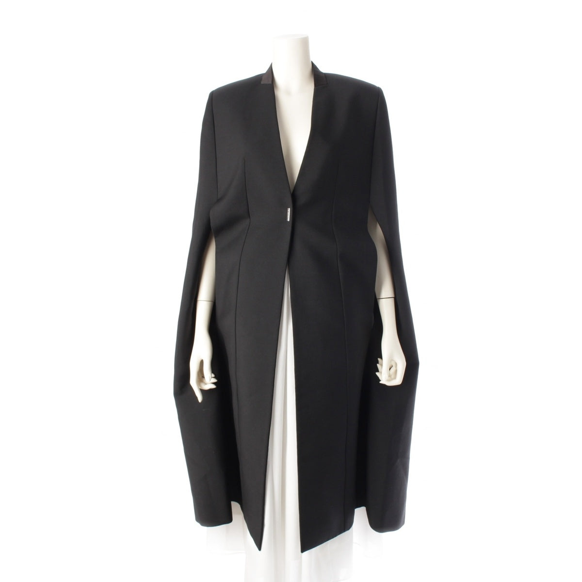 GIVENCHY Mohair Wool Silk Long Cape coat Poncho Jacket Outerwear  BWC09313QB black 34