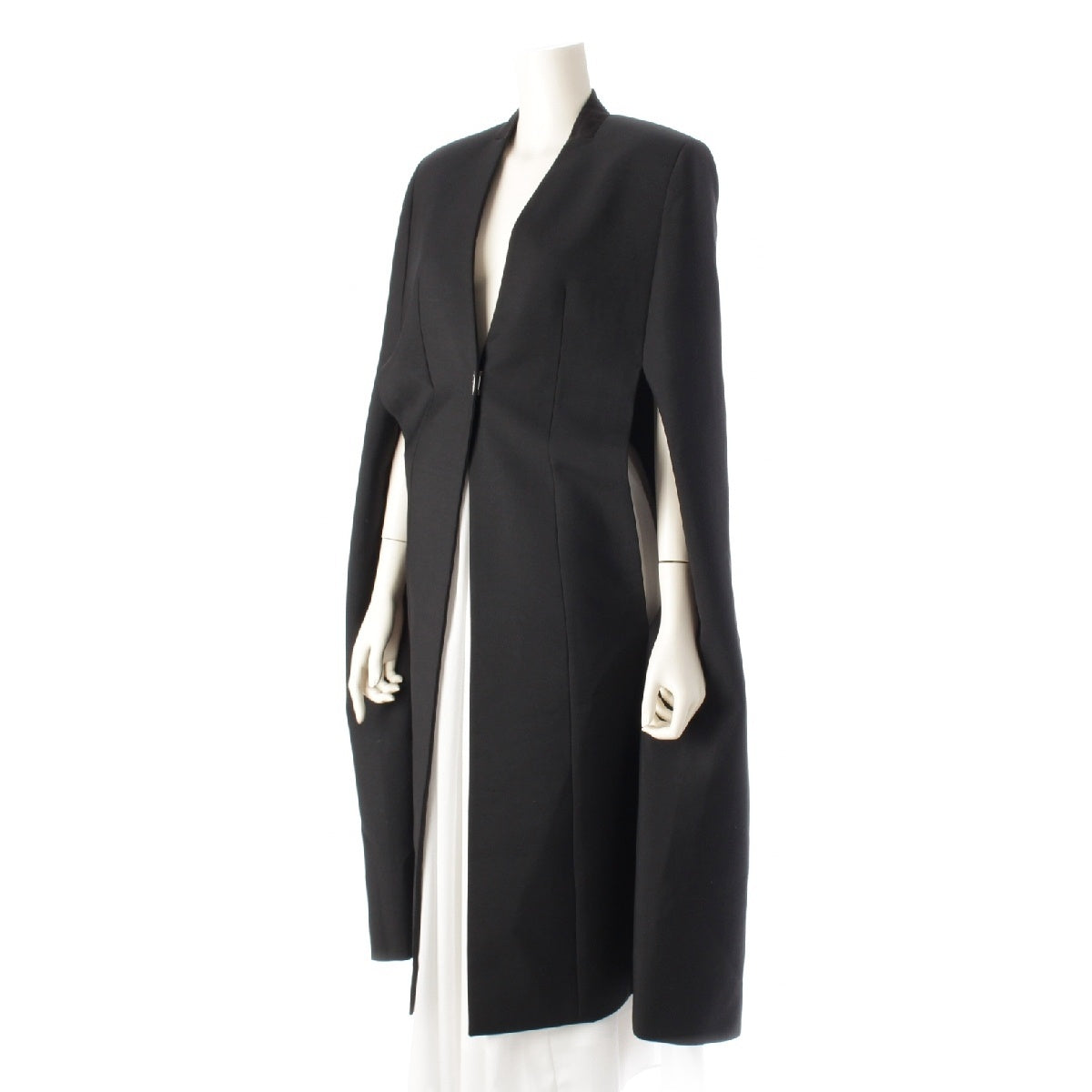 GIVENCHY Mohair Wool Silk Long Cape coat Poncho Jacket Outerwear  BWC09313QB black 34