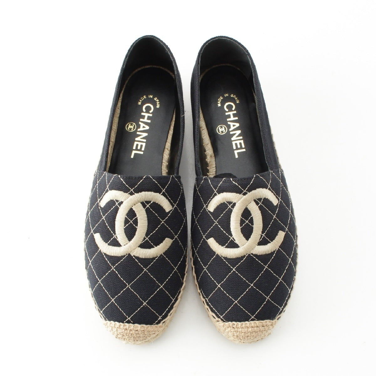 CHANEL canvas COCO Mark Matelasse Espadrilles Slip-on shoes G32910 black 39
