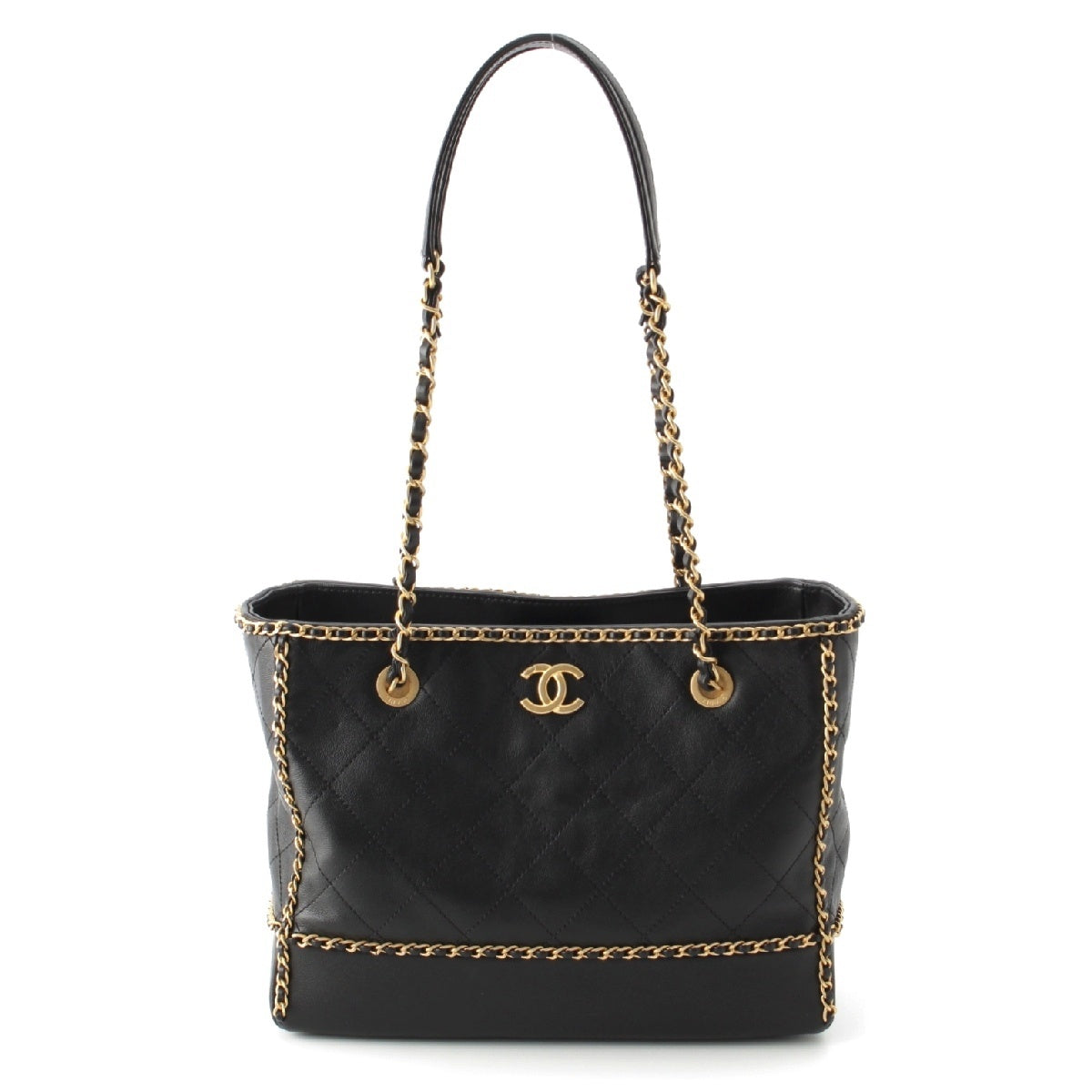 CHANEL Matelasse COCO Mark Chain Round Tote Bag bag AS2739 black