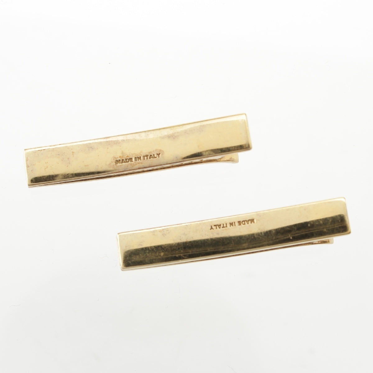 MIUMIU logo metal hair accessory Clips Barrettes Pins 5JF136 Gold x white