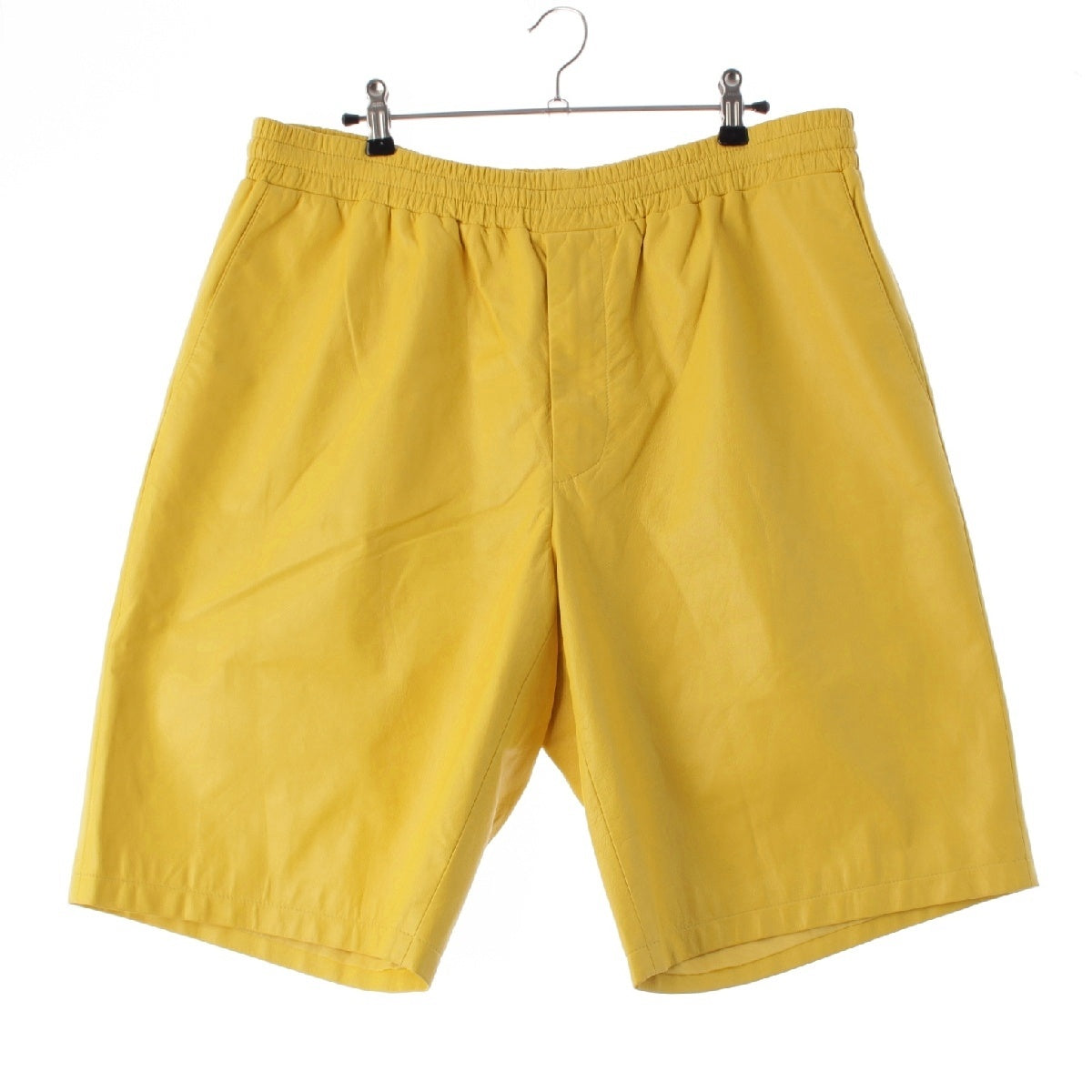 PRADA 21 years Lamb Leather Nappa Leather Triangle Logo Bermuda Pants Half Short Shorts Bottoms UPP224 yellow 52