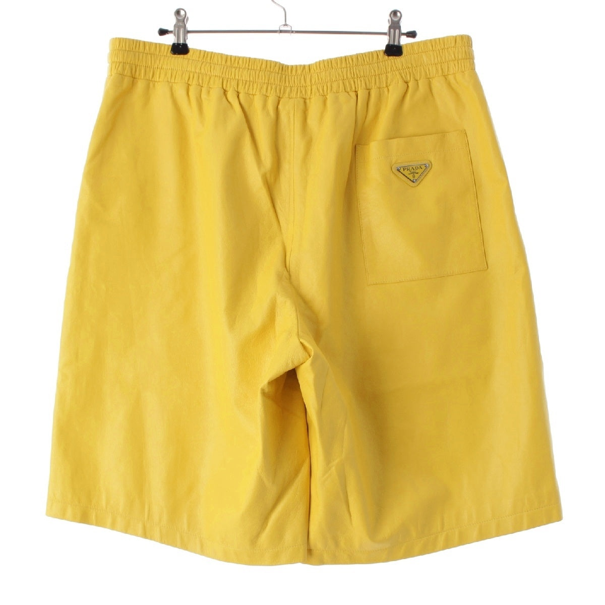 PRADA 21 years Lamb Leather Nappa Leather Triangle Logo Bermuda Pants Half Short Shorts Bottoms UPP224 yellow 52
