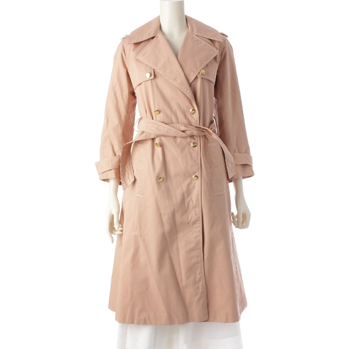 CELINE Vintage Carriage Metal Belt trench coat outer Pink Gold Button 36