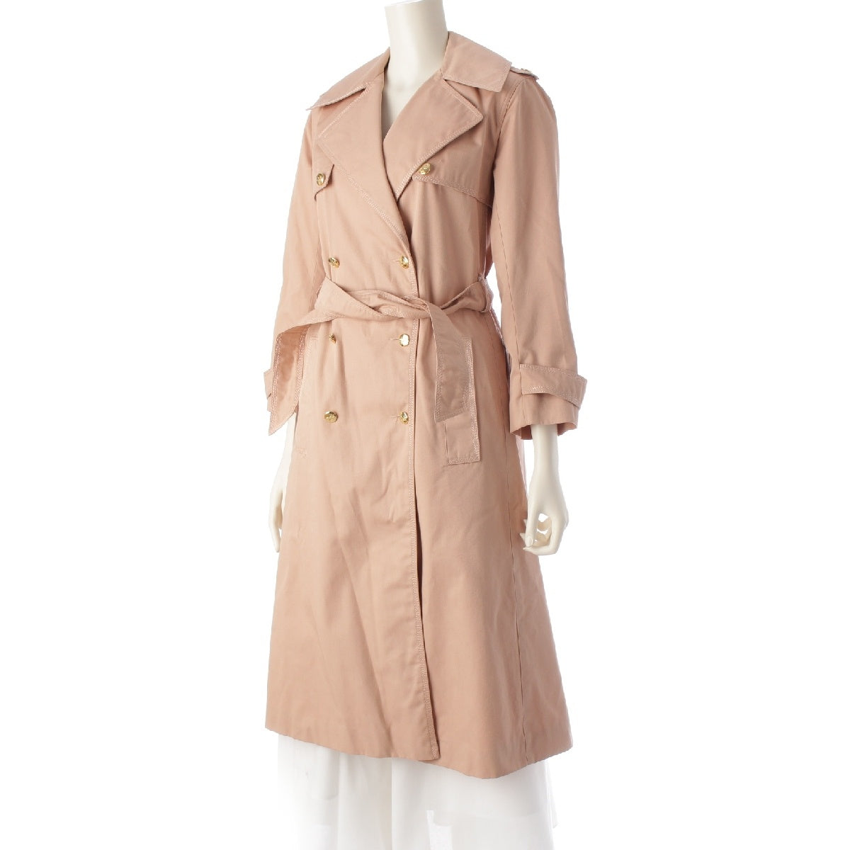 CELINE Vintage Carriage Metal Belt trench coat outer Pink Gold Button 36