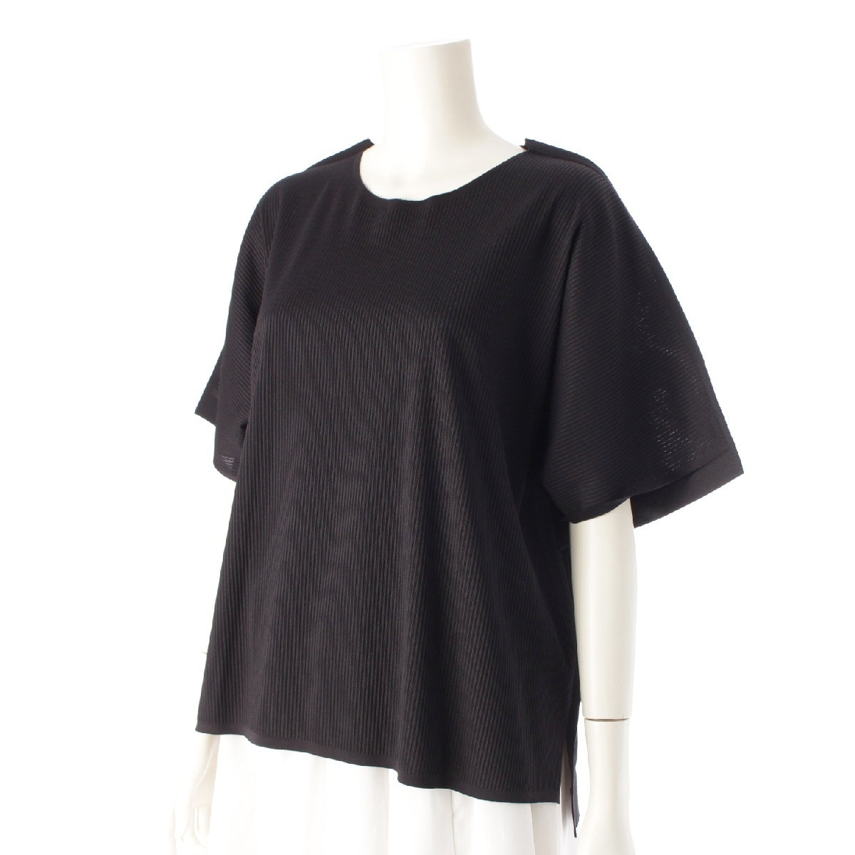 PLEATS PLEASE ISSEY  Polyester nylon Tops round neck Cut Short sleeve PP41KK641 black