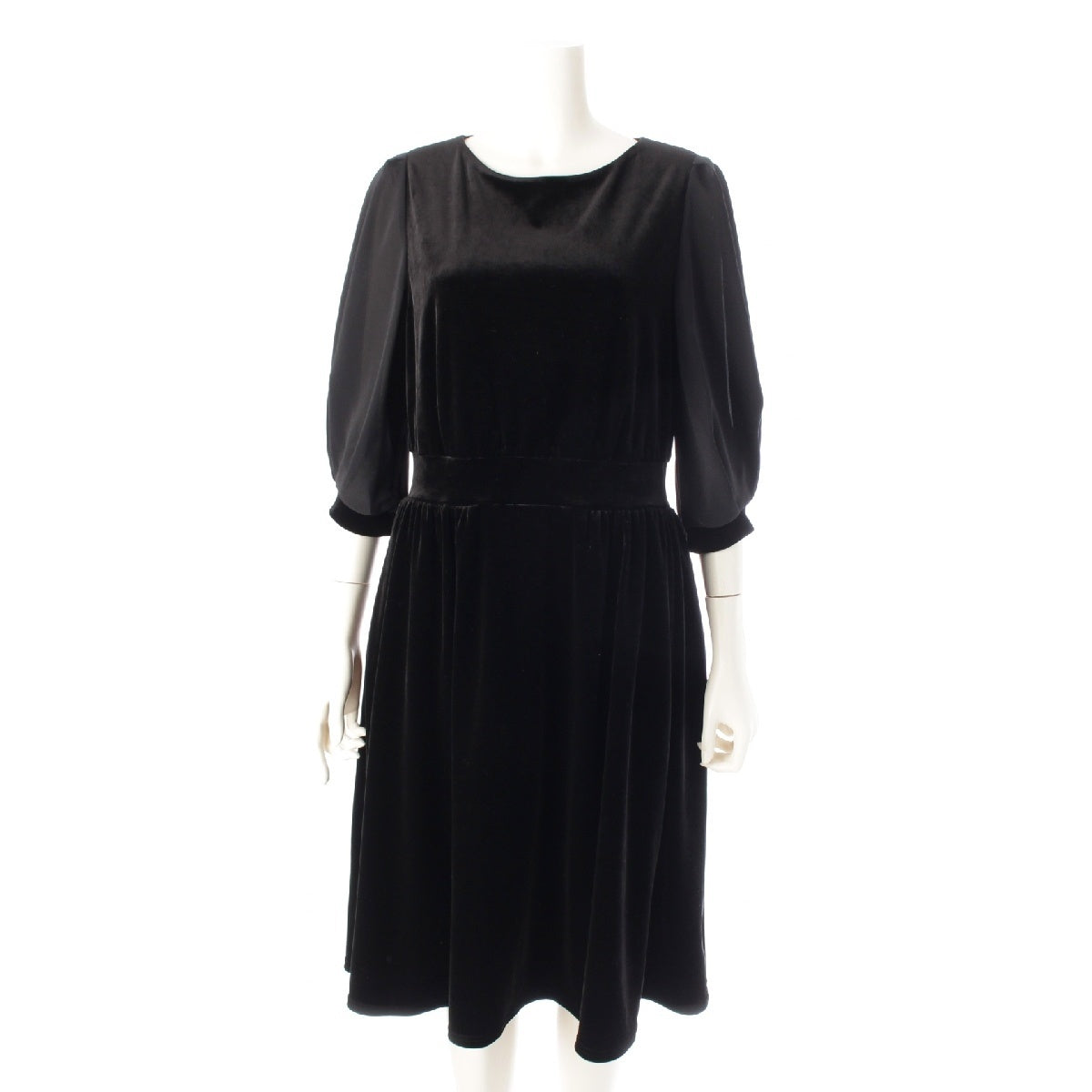 DAISY LIN Elegant Velvet 3/4 length long sheer one piece dress 06739 black 42