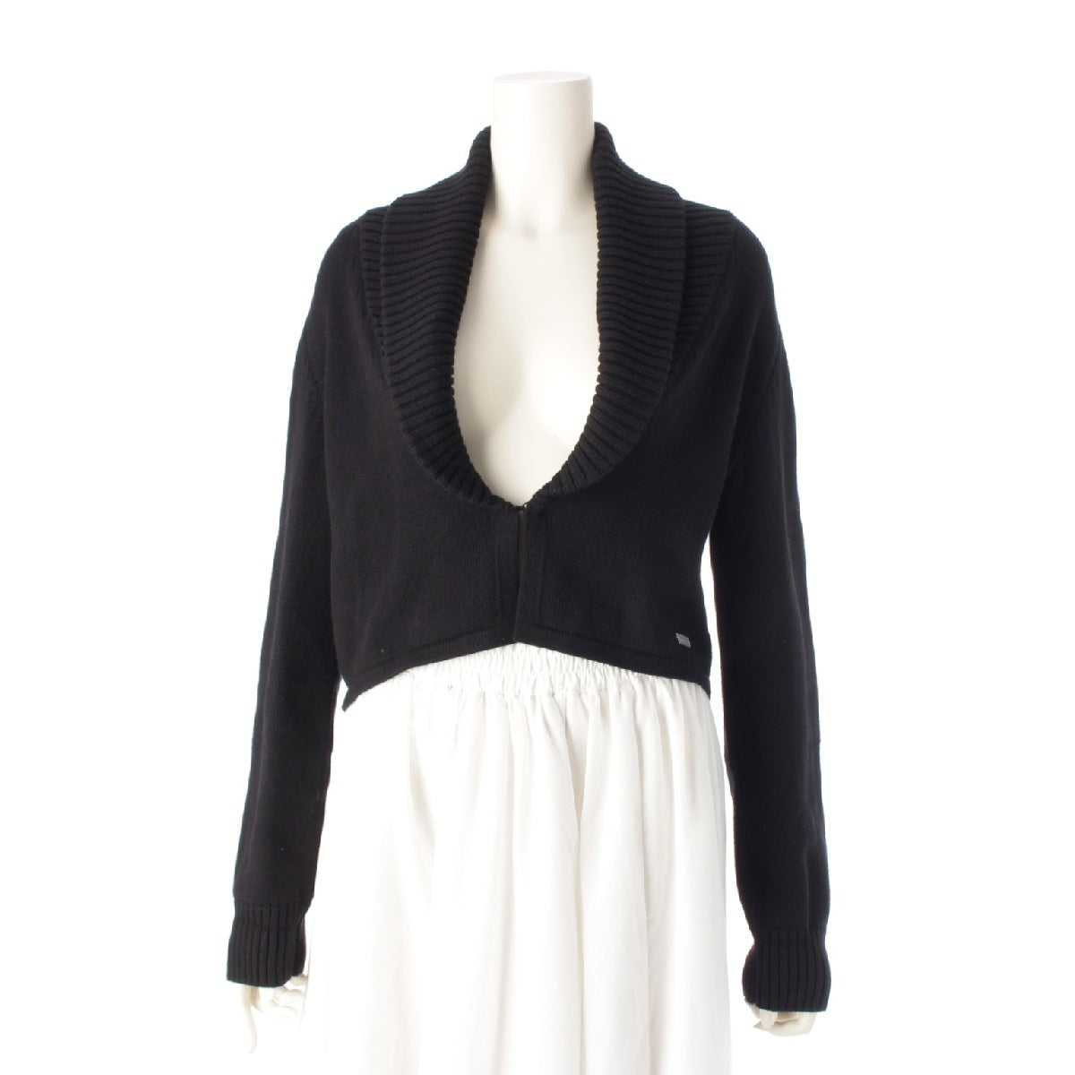 FOXEY cotton cashmere Knitted shawl collar knit Sweaters Jackets Tops 37907 black