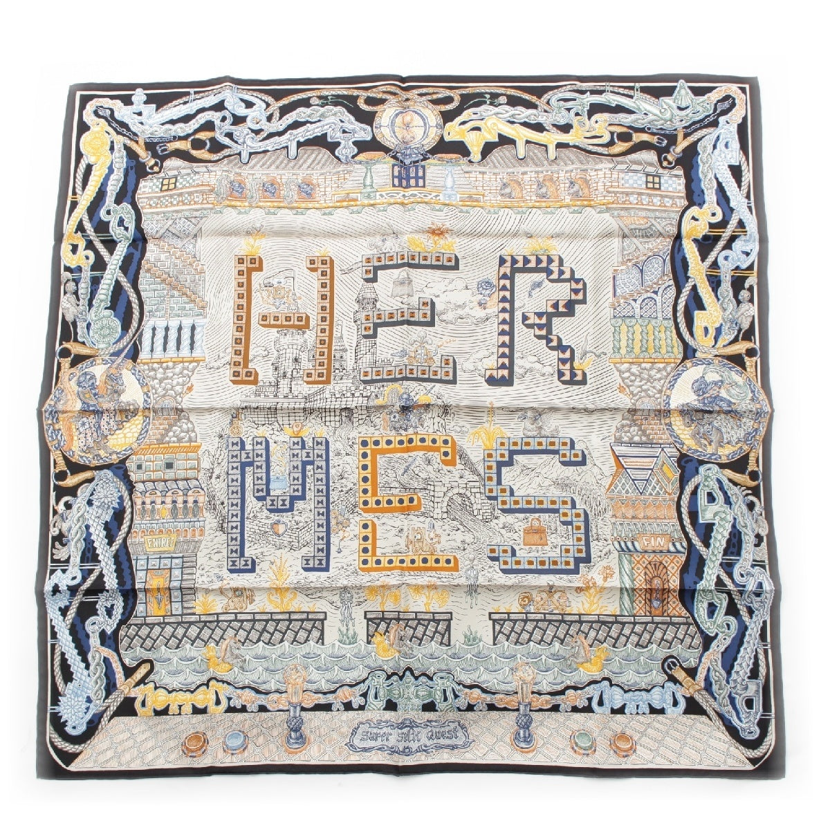HERMES Calle 90 Super Silk Quest scarf multicolor