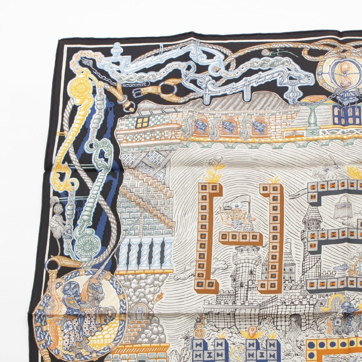 HERMES Calle 90 Super Silk Quest scarf multicolor