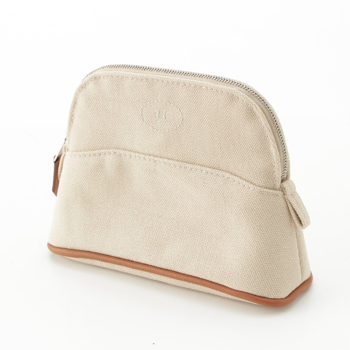 HERMES canvas Bored pouch mini mini Pouch Beige SilverMetal