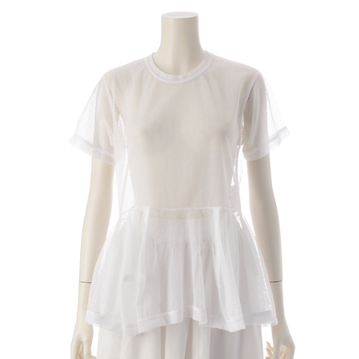 COMME des GARCONS 23AW Mesh Peplum Short sleeve T-shirt tops GL‐T013 white S