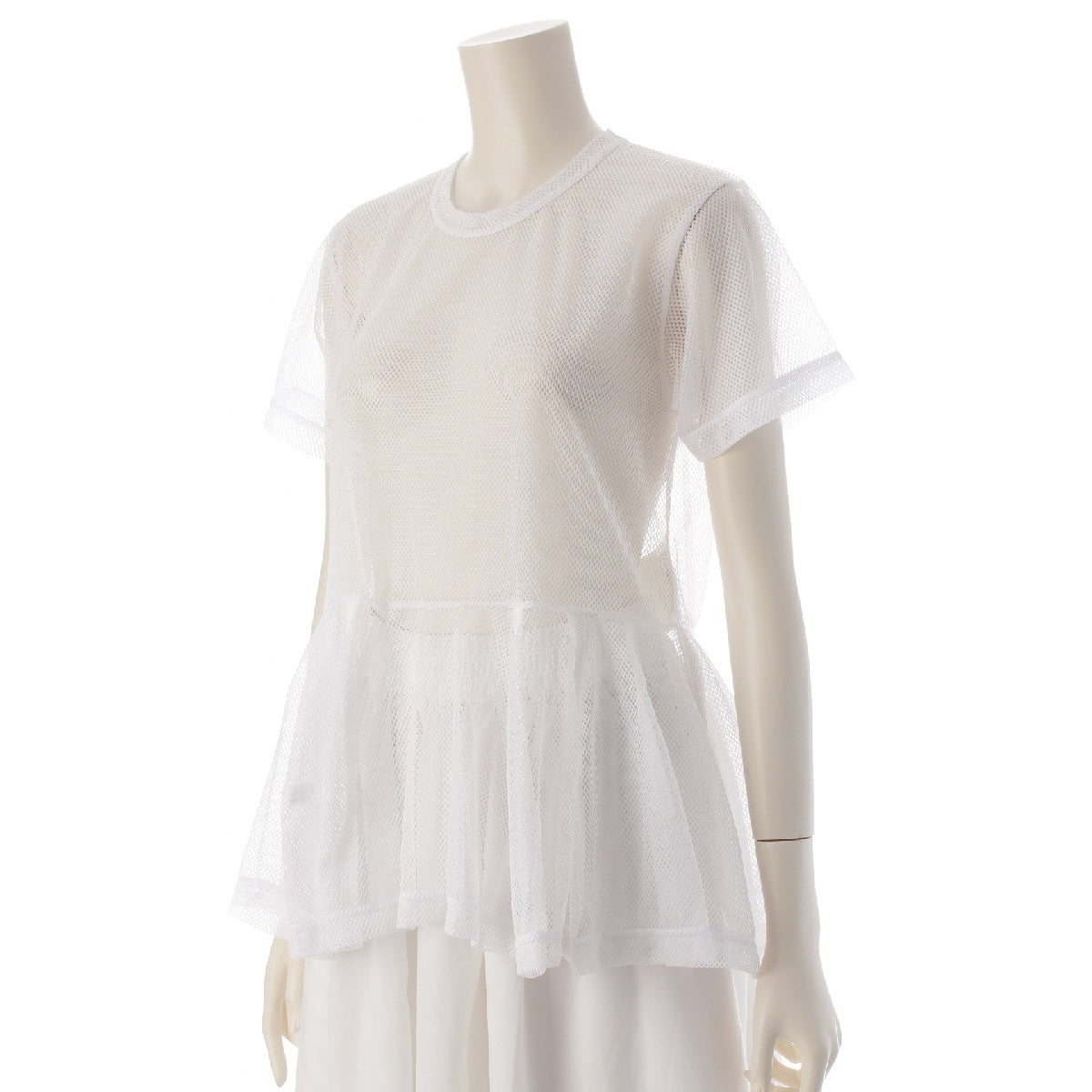 COMME des GARCONS 23AW Mesh Peplum Short sleeve T-shirt tops GL‐T013 white S