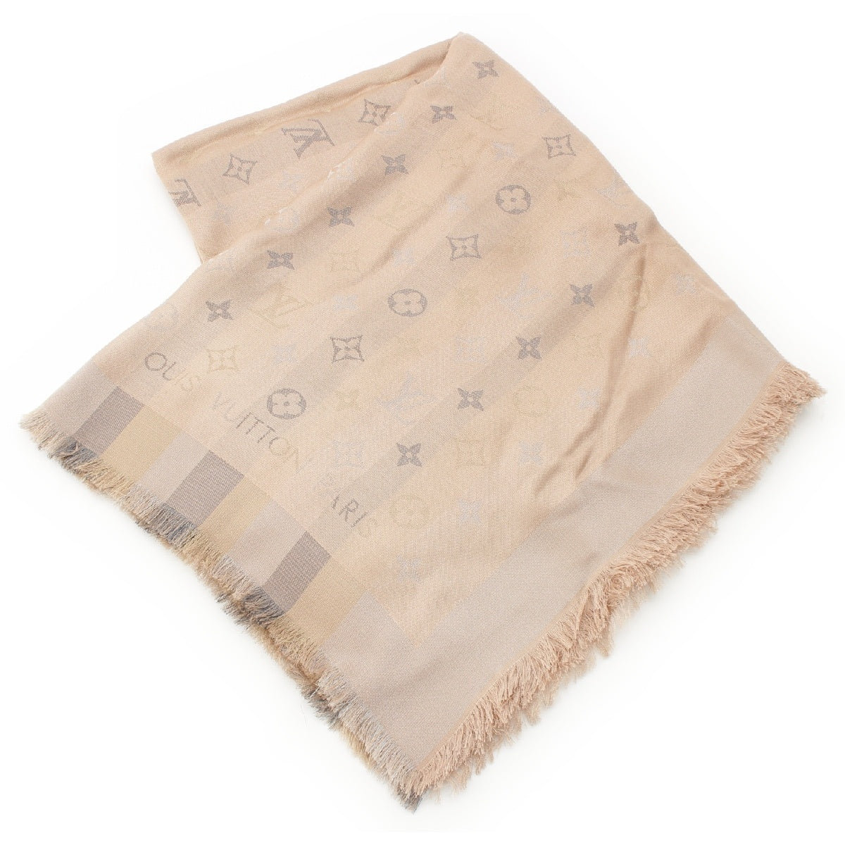 LOUIS VUITTON Monogram Socialine Large Scarf Stall M76337 beige