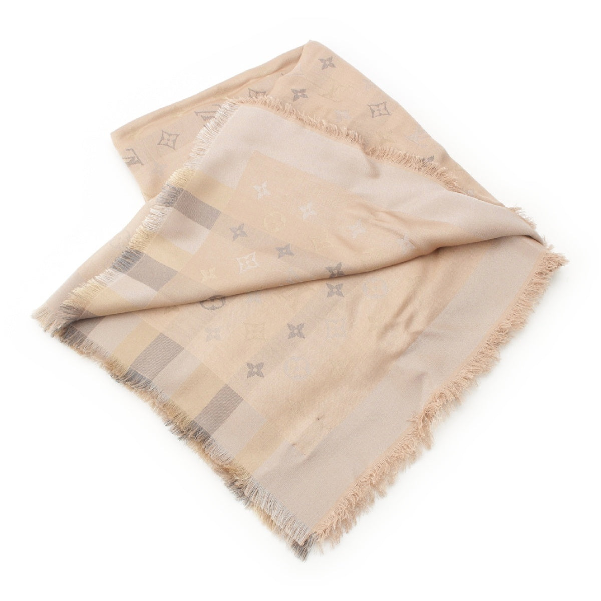 LOUIS VUITTON Monogram Socialine Large Scarf Stall M76337 beige
