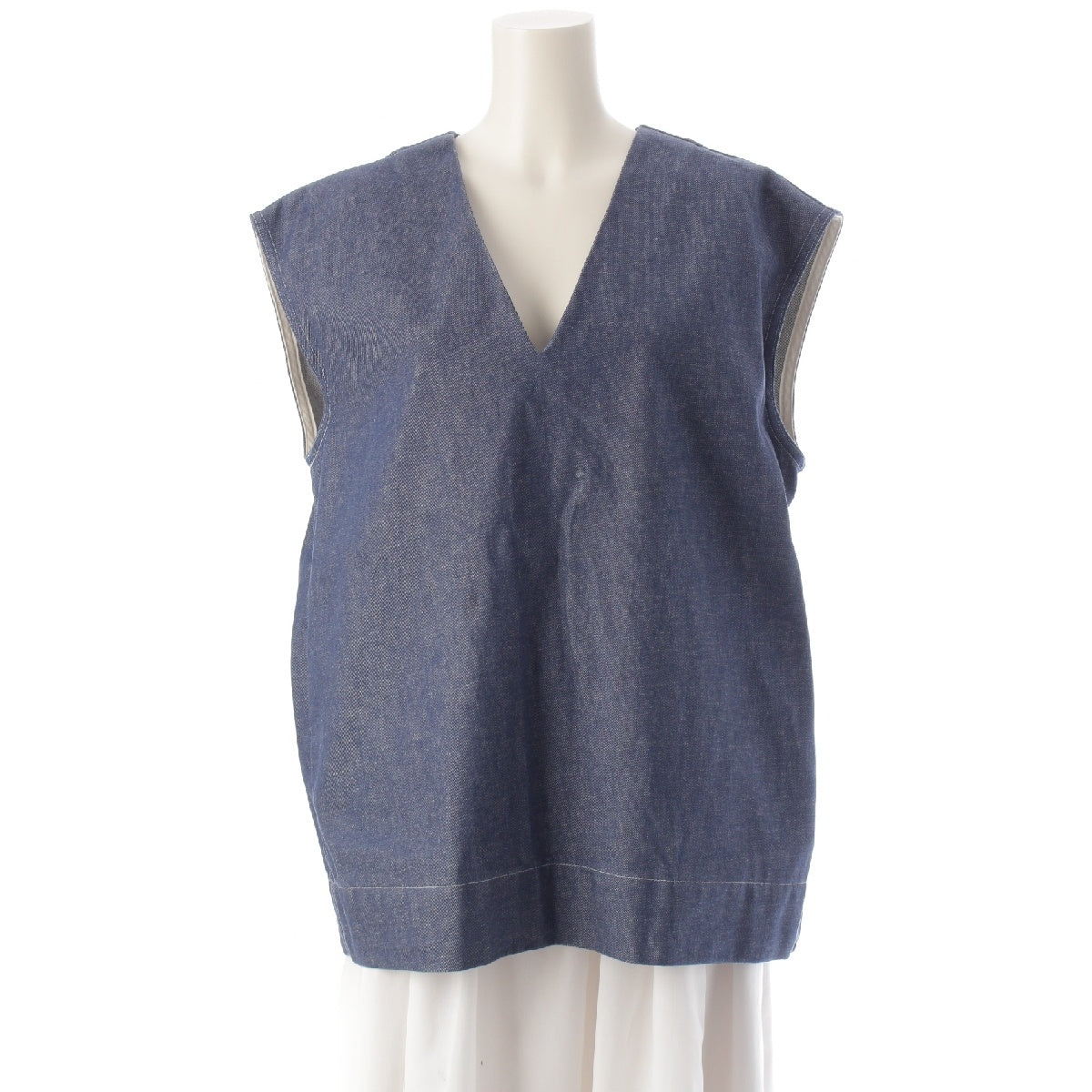 yori Shirocon 24Stainless Steel cotton Gillet Best back open denim SC25-24004SP Indigo 36