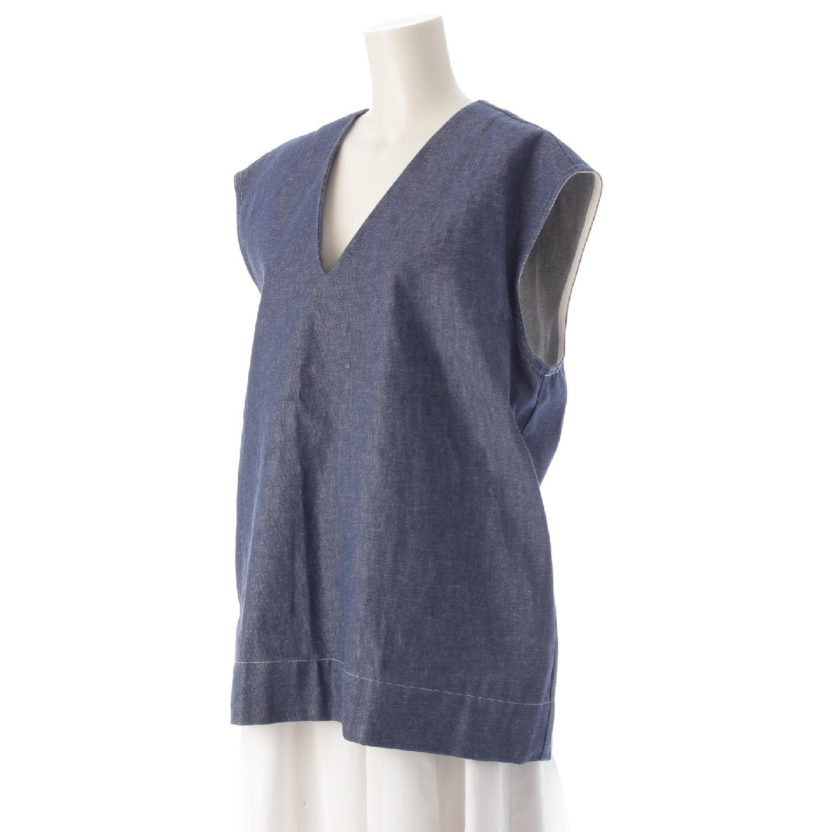 yori Shirocon 24Stainless Steel cotton Gillet Best back open denim SC25-24004SP Indigo 36