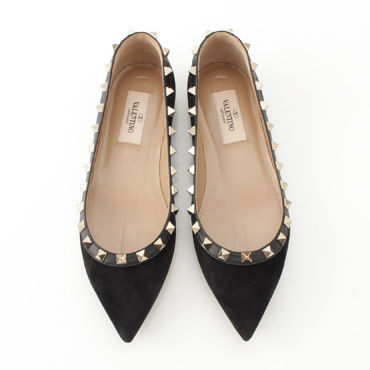 VALENTINO BALLERINA Studs flat pumps suede NW0S0403 black 34.5