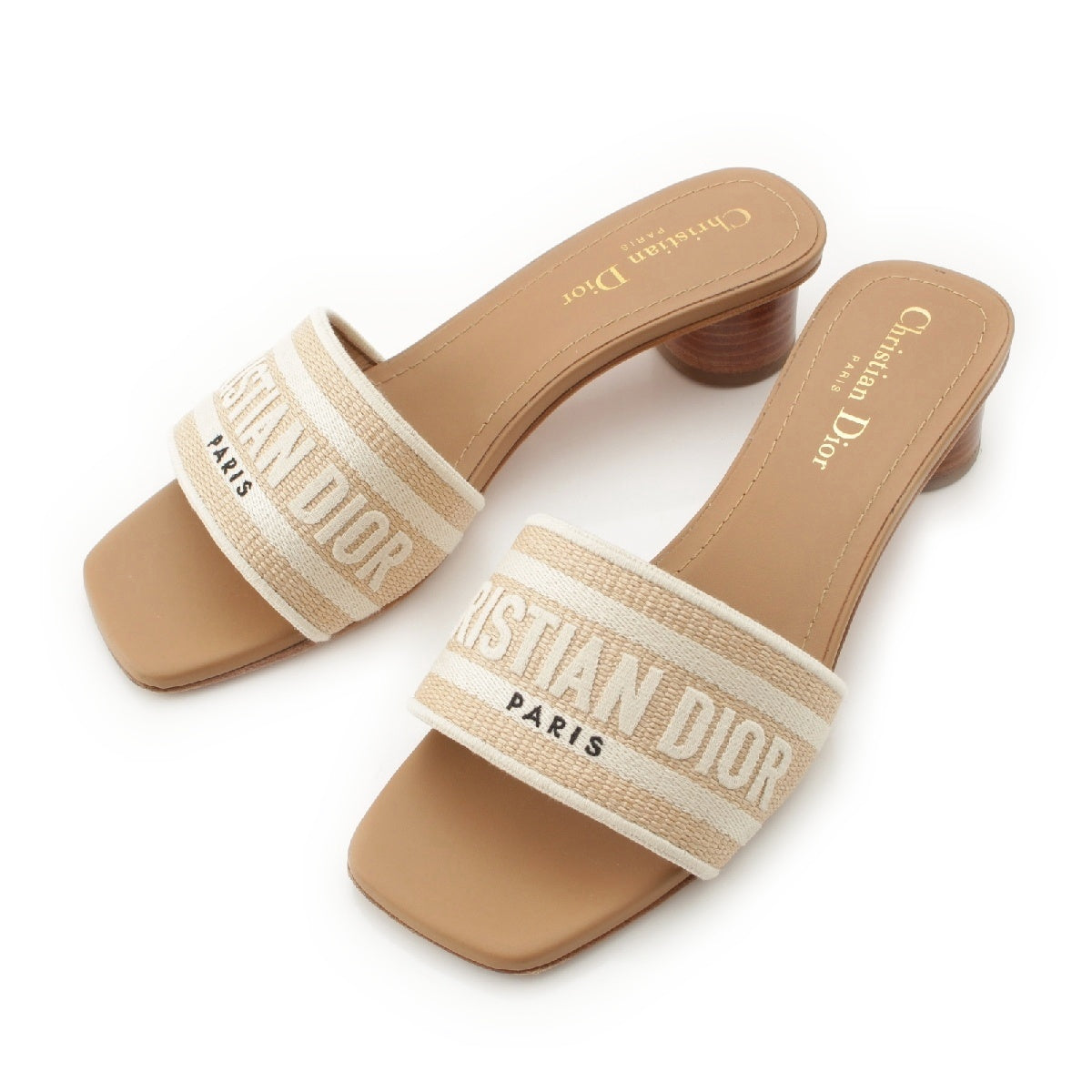 Dior Dway heel slide sandals Mule shoes KCO088ECJ beige 37.5