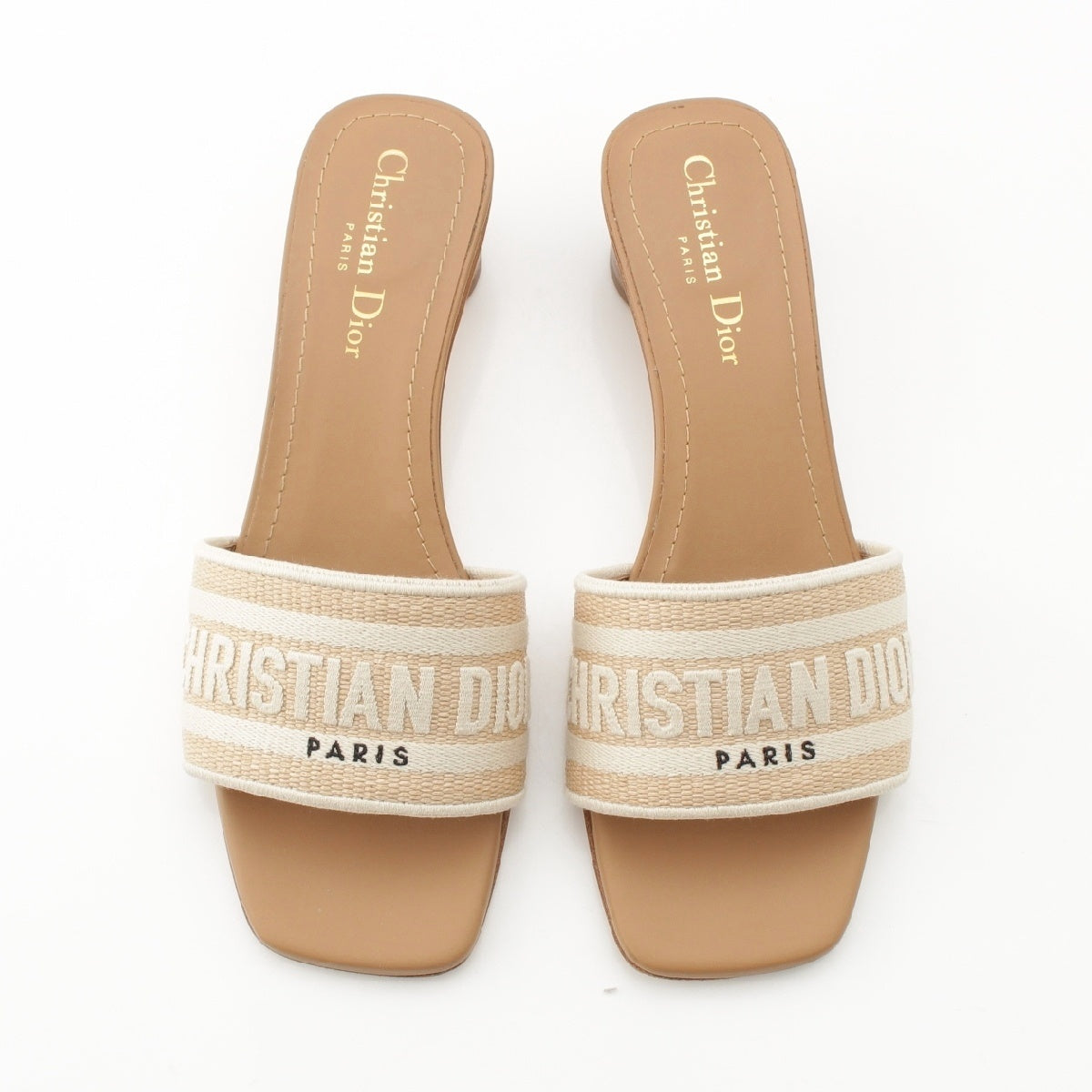 Dior Dway heel slide sandals Mule shoes KCO088ECJ beige 37.5