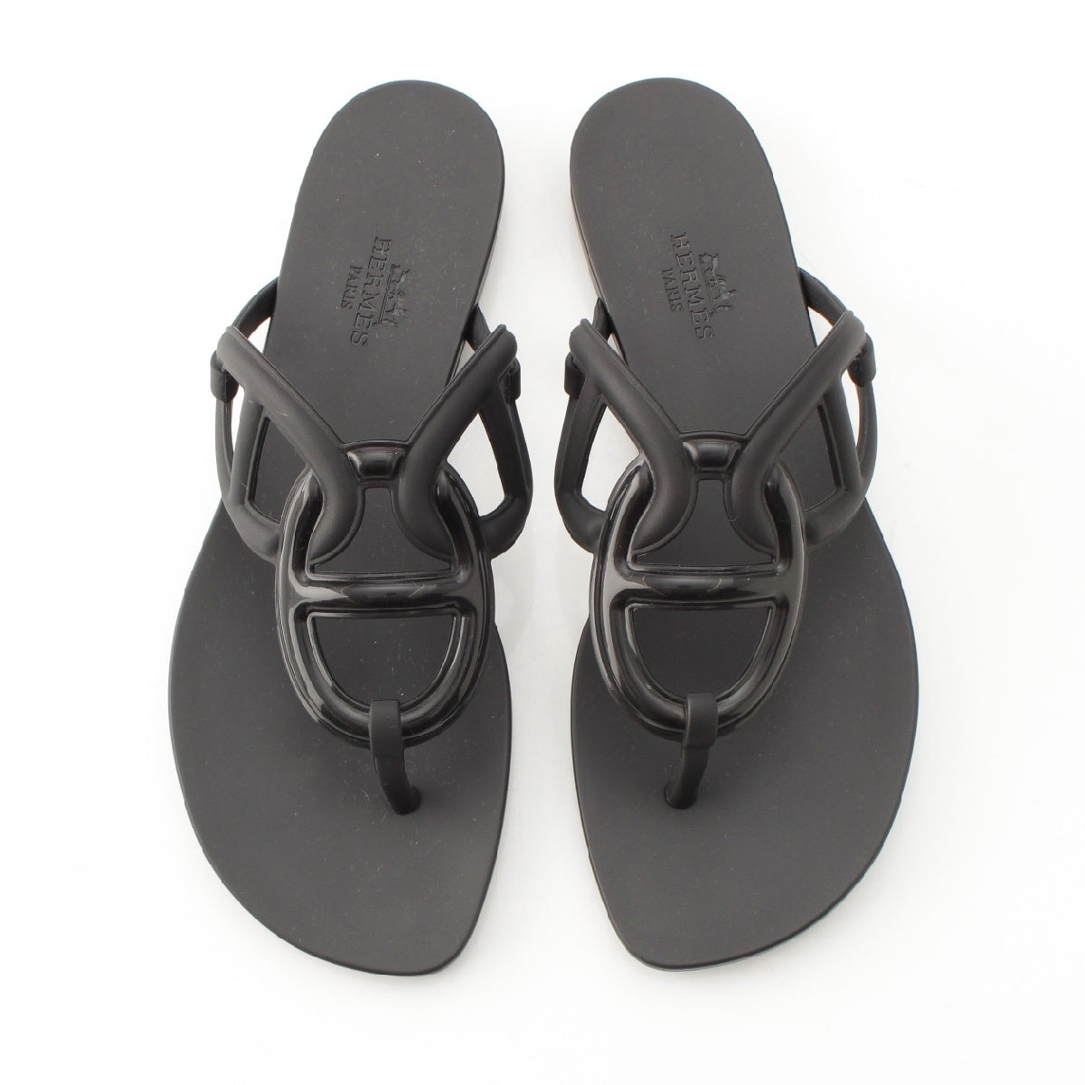 HERMES rubber Egerie Chaine d'Ancre Sandals shoes black 36