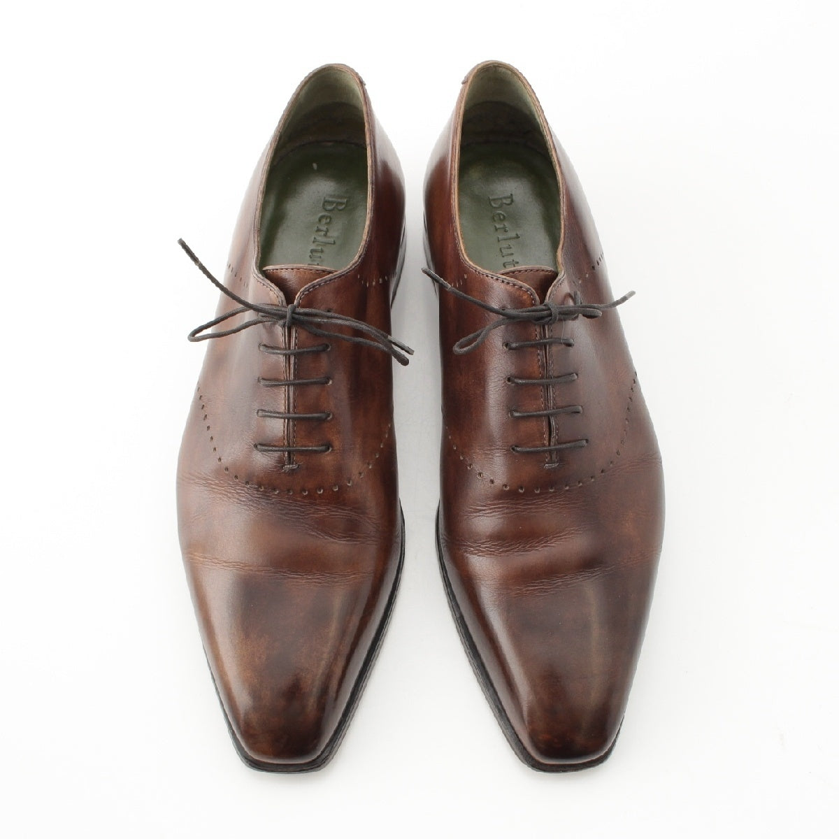 Berluti Business shoes with perforated design, 5 eyelets, patina Dress shoes Brown 9