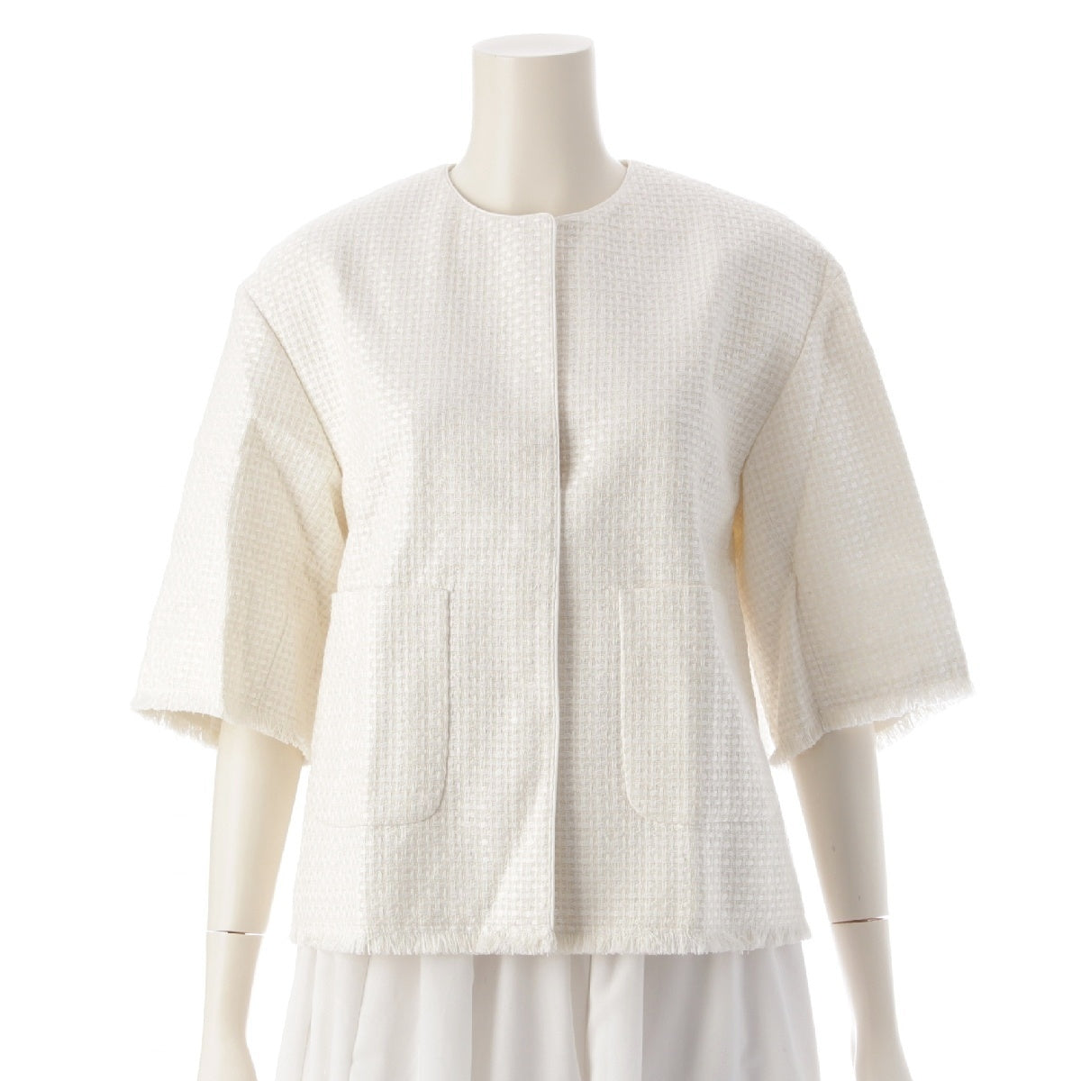 Drawer SUMMER silk Fringe short sleeves, no collar blouse Tops Jackets 6521-299-1191 white