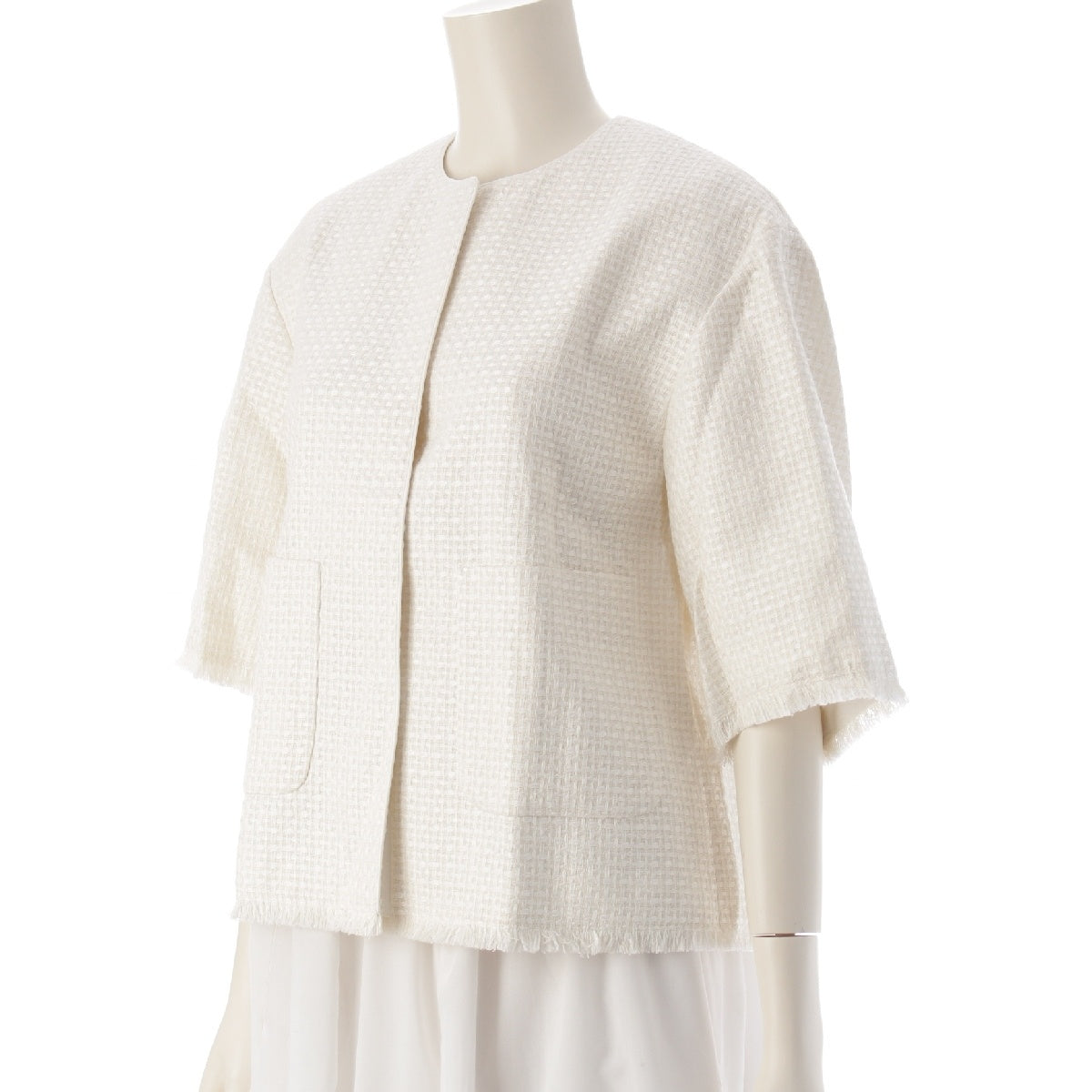 Drawer SUMMER silk Fringe short sleeves, no collar blouse Tops Jackets 6521-299-1191 white