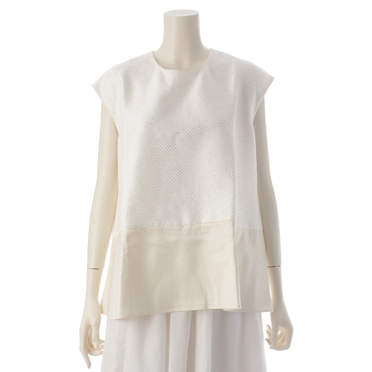 Drawer FALL1 silk Sequin Switch Sleeveless blouse Tops cut 6521-299-1247 white 36