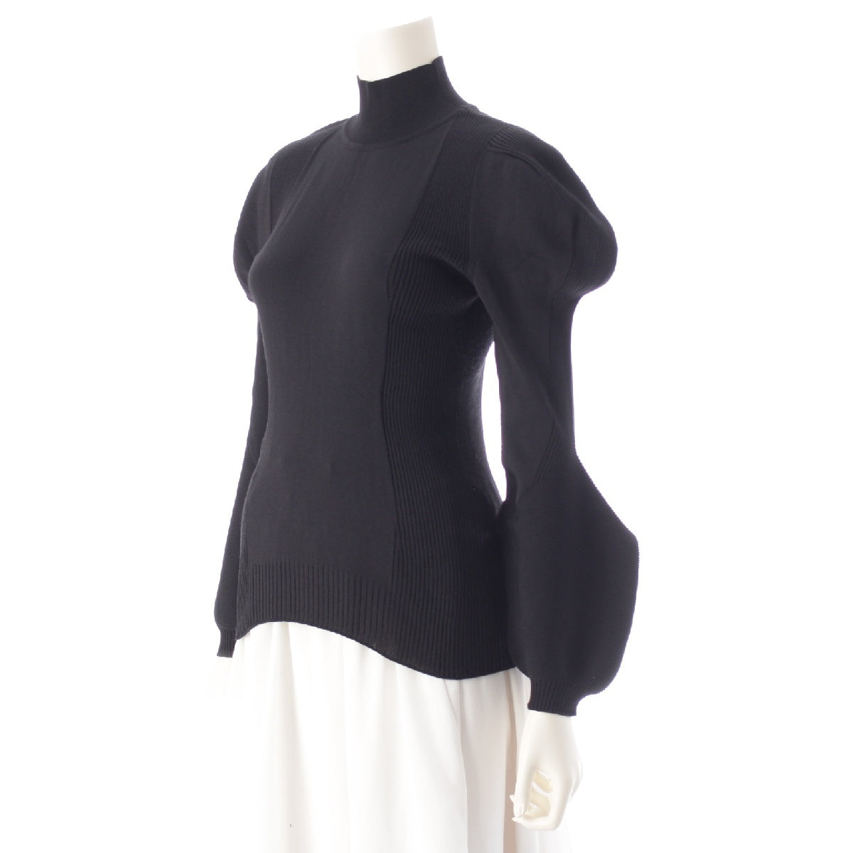 ISSEY MIYAKE Acetate x Nylon Stretch, deformed, high neck tops blouse IM33KN297 black 2