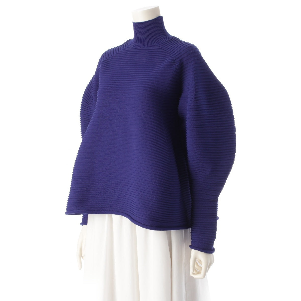 PLEATS PLEASE ISSEY  POWAN KNIT Deformed high neck striped knit tops PP43KK811 blue F