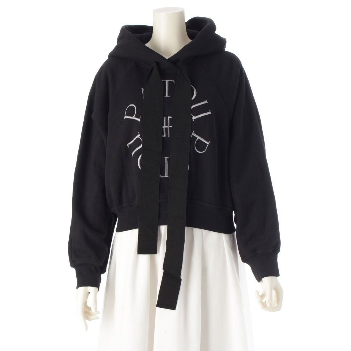 Patou cotton Crop Mendalion Logo Hoodie Cropped Length Logo Embroidery Parker 23A-JE069-9995 black M