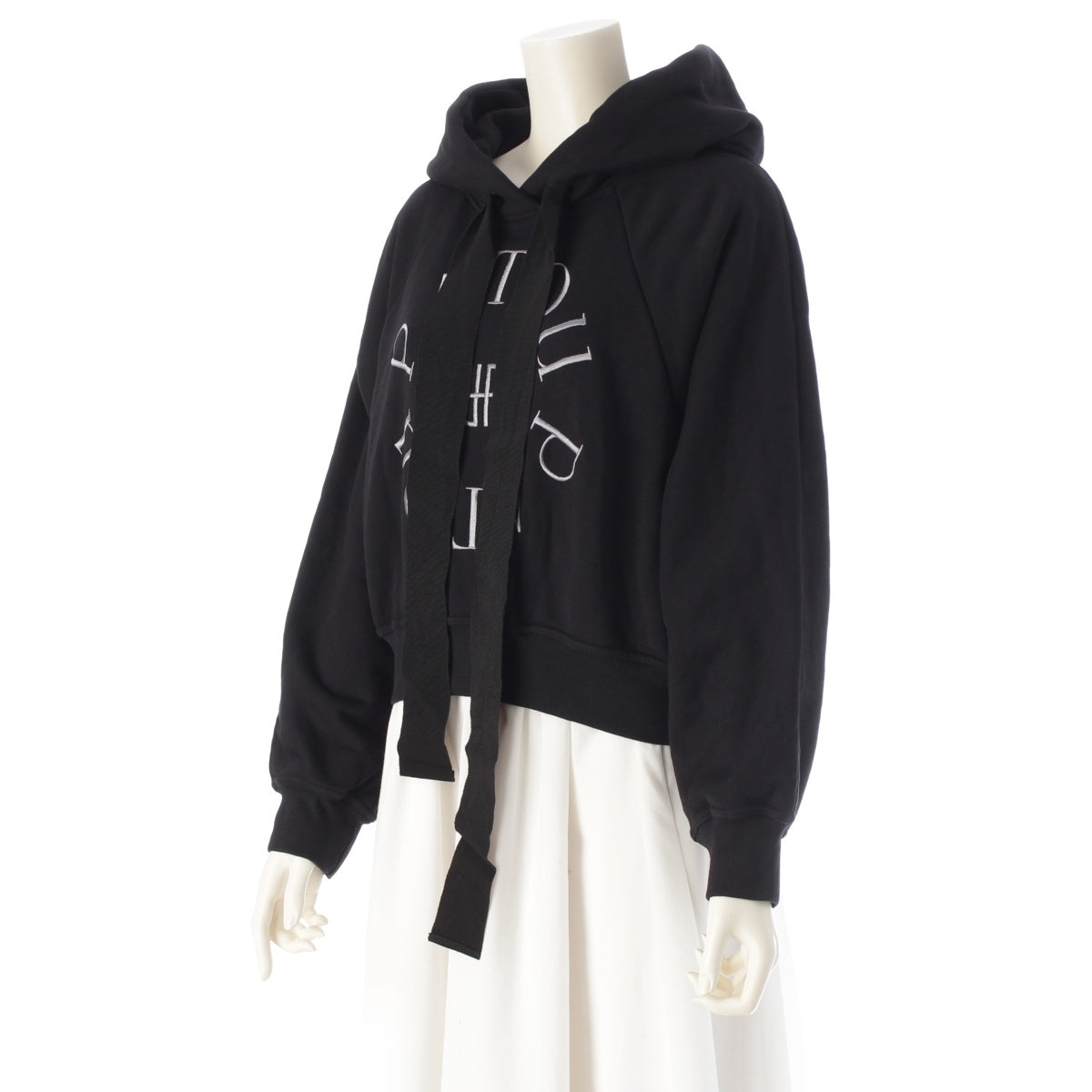 Patou cotton Crop Mendalion Logo Hoodie Cropped Length Logo Embroidery Parker 23A-JE069-9995 black M