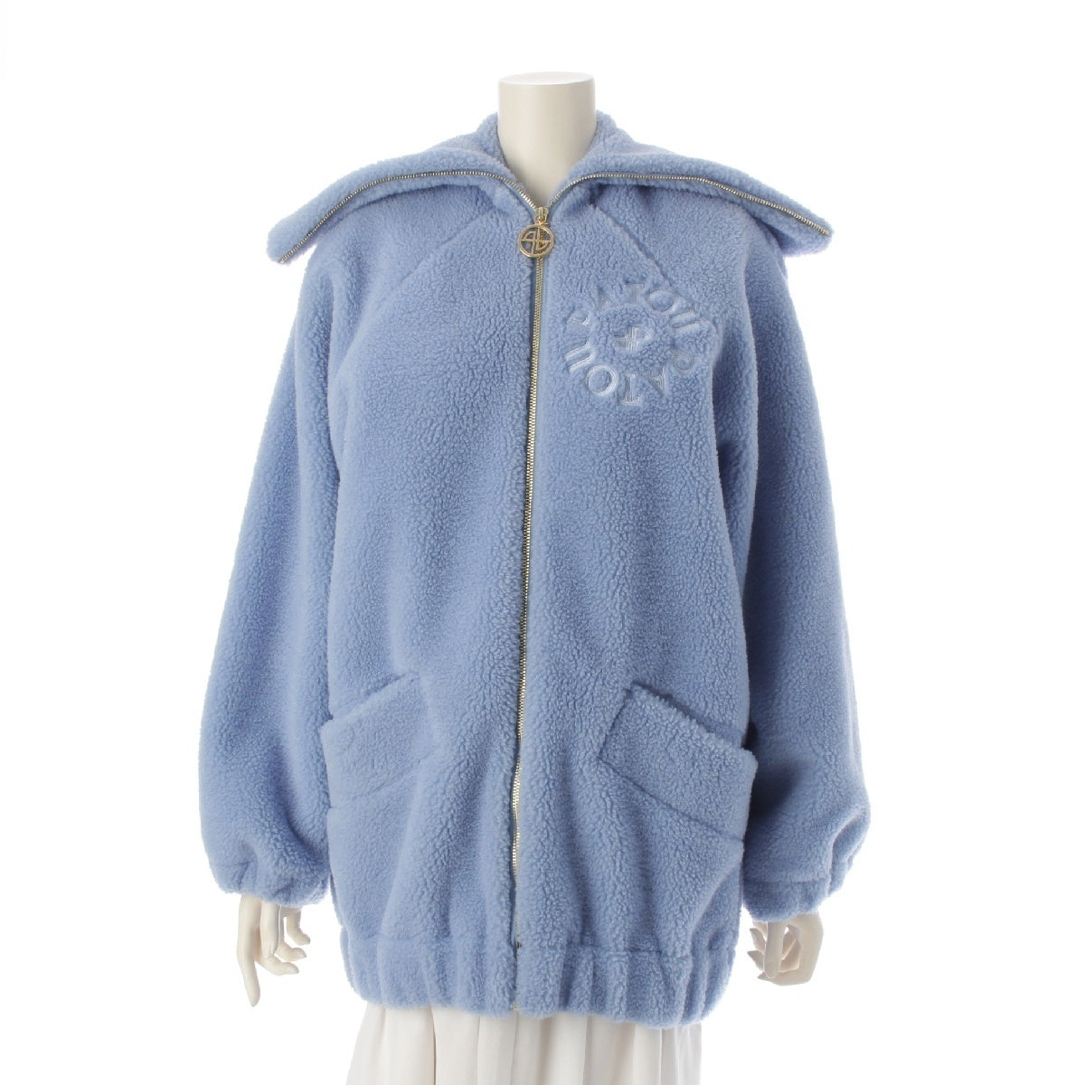 Patou 23AW cotton Logo-embroidered faux-shearling bomber Jacket Blouson outerwear 23A-JE098-0157 blue XS
