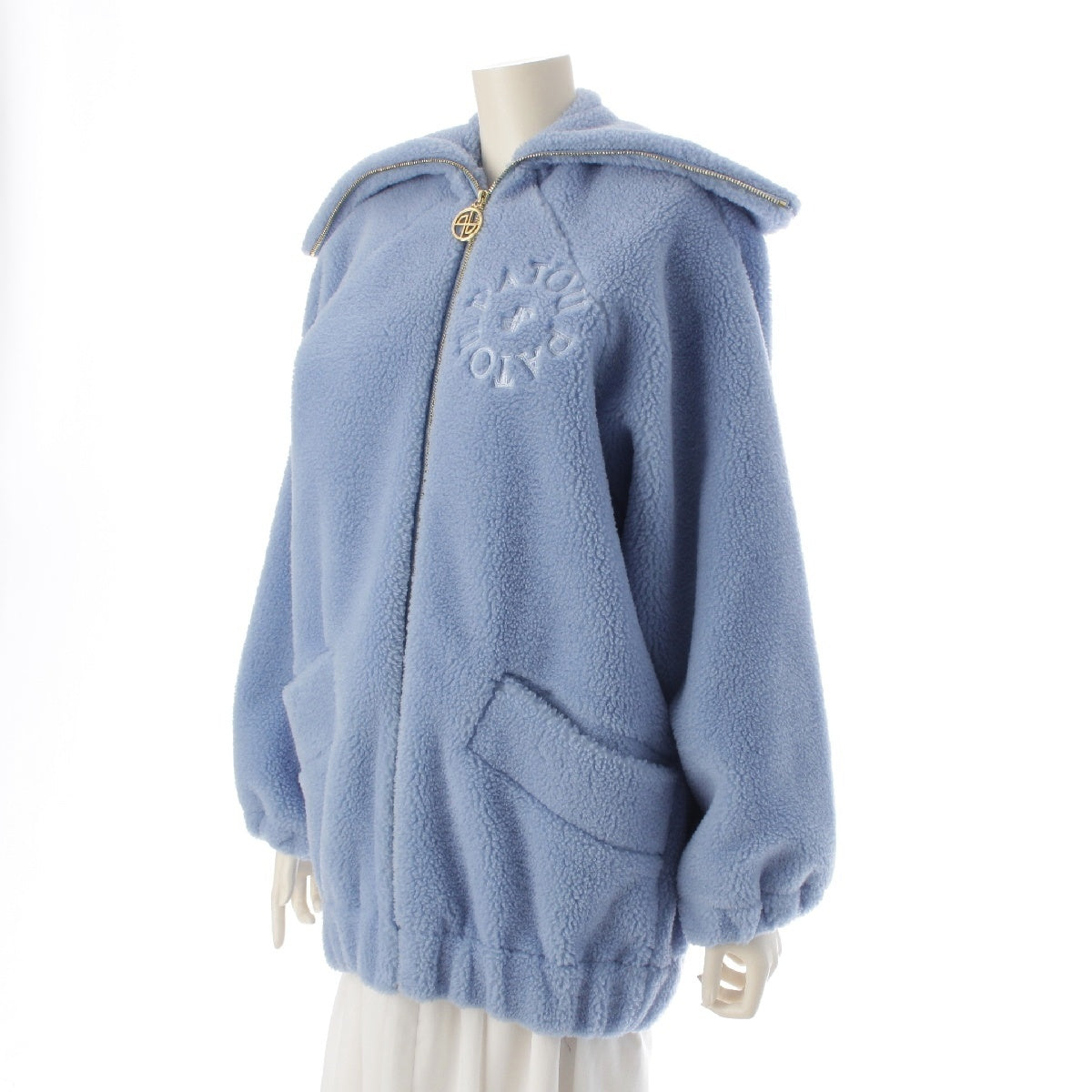 Patou 23AW cotton Logo-embroidered faux-shearling bomber Jacket Blouson outerwear 23A-JE098-0157 blue XS