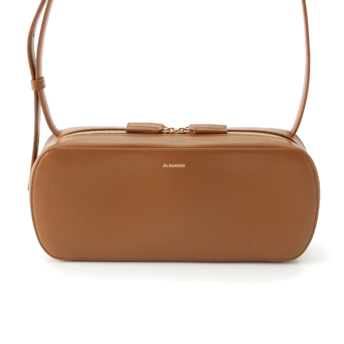 JIL SANDER Tradition leather Shoulder Bag Logo Shoulder Crossbody Brown Gold Metal