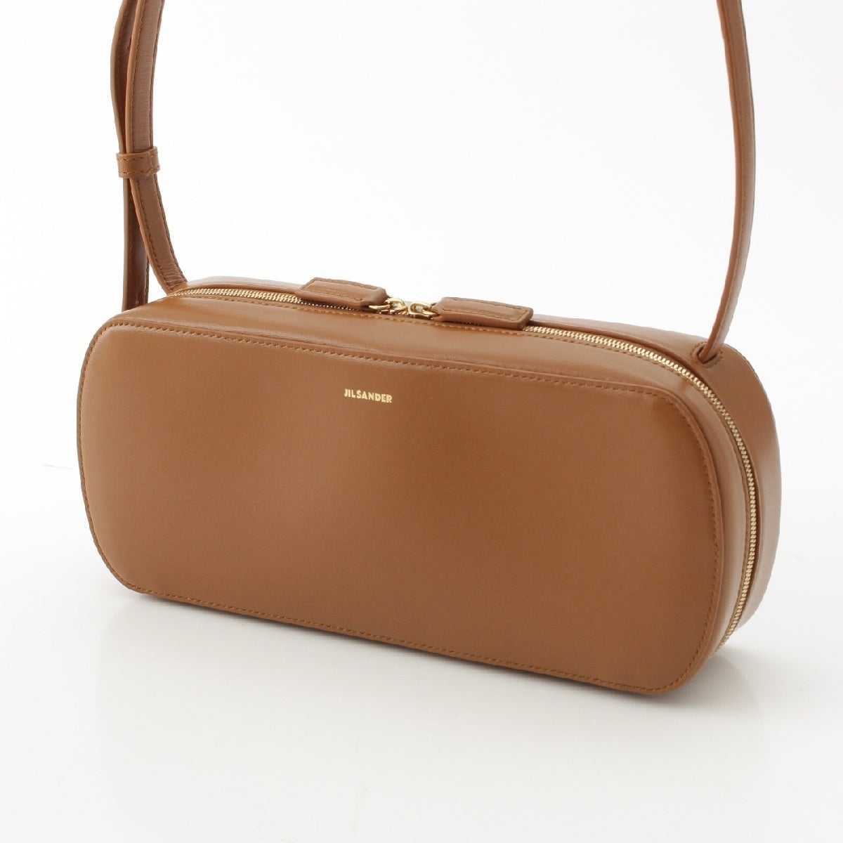 JIL SANDER Tradition leather Shoulder Bag Logo Shoulder Crossbody Brown Gold Metal