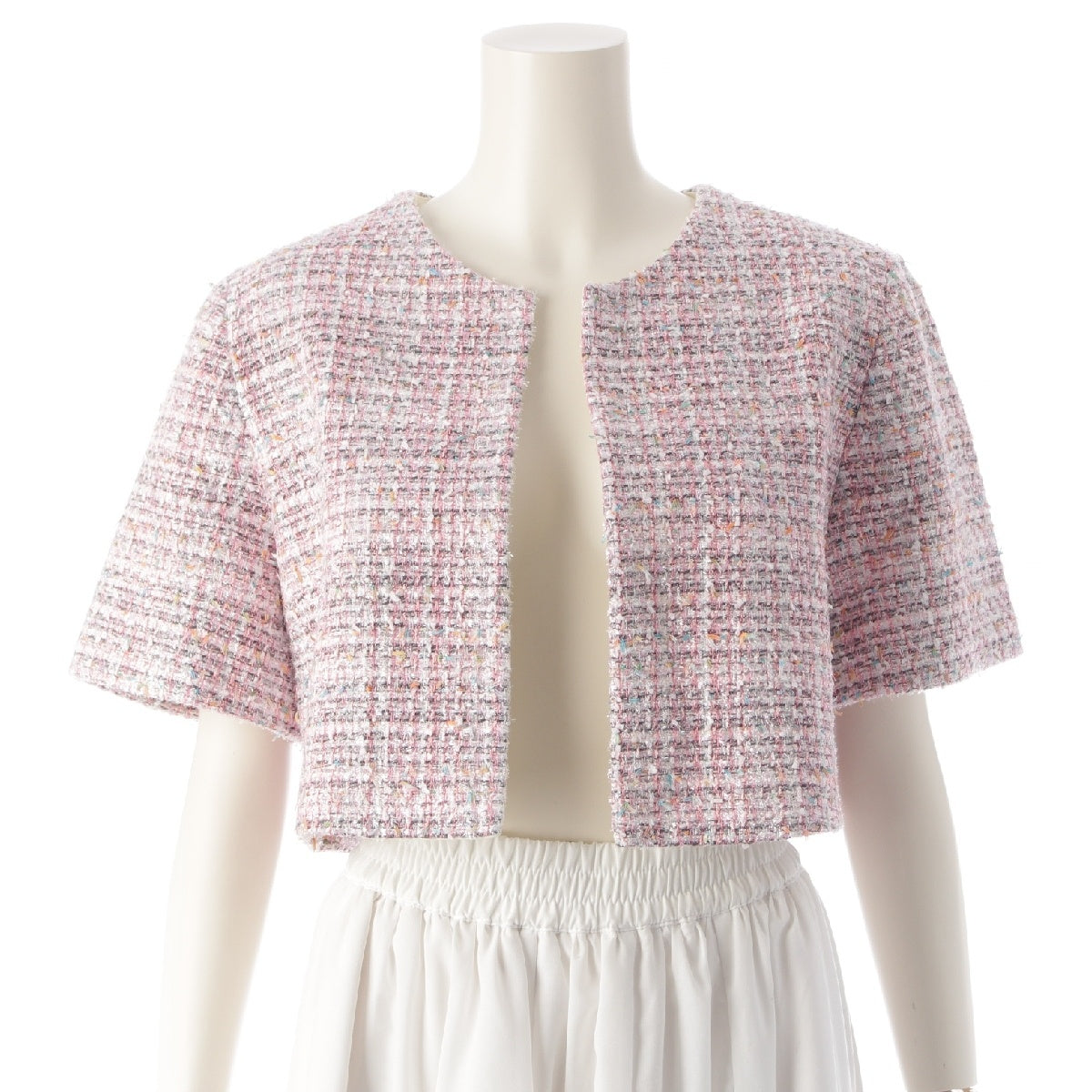 MADISON BLUE Nylon x Cotton Tweed Short Sleeve Cropped No color jacket tops MB241-1002 Pink Grey Multicolor S