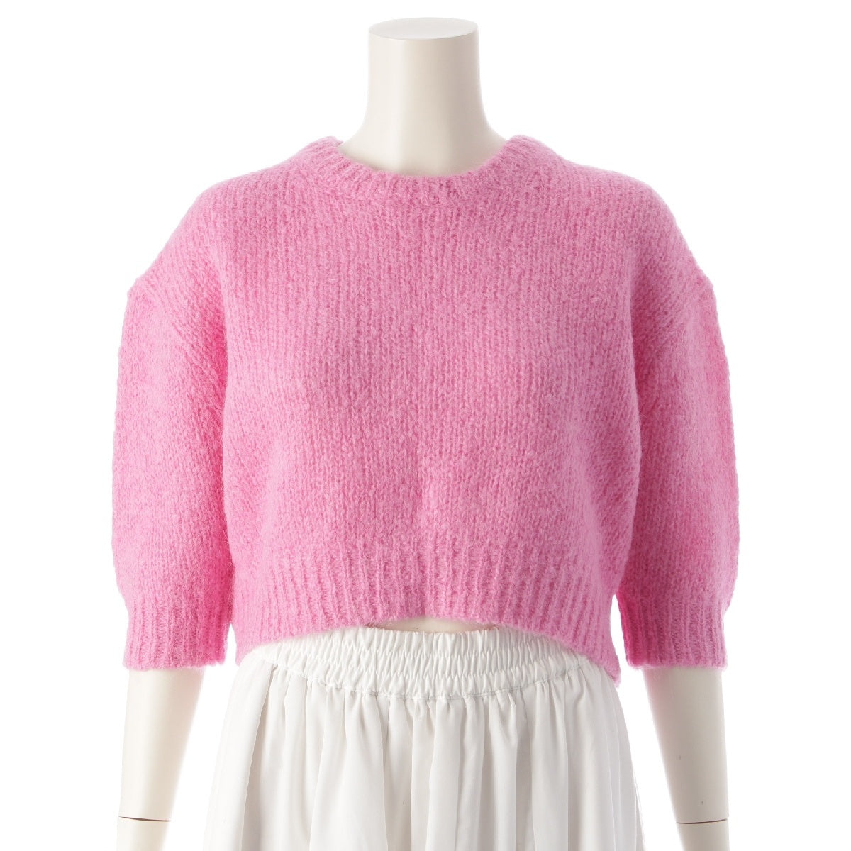 MADISON BLUE 22AW Mohair x Alpaca x Nylon PETIT S/S PO MOHAIR pullover knit tops MB224-8018 pink XS