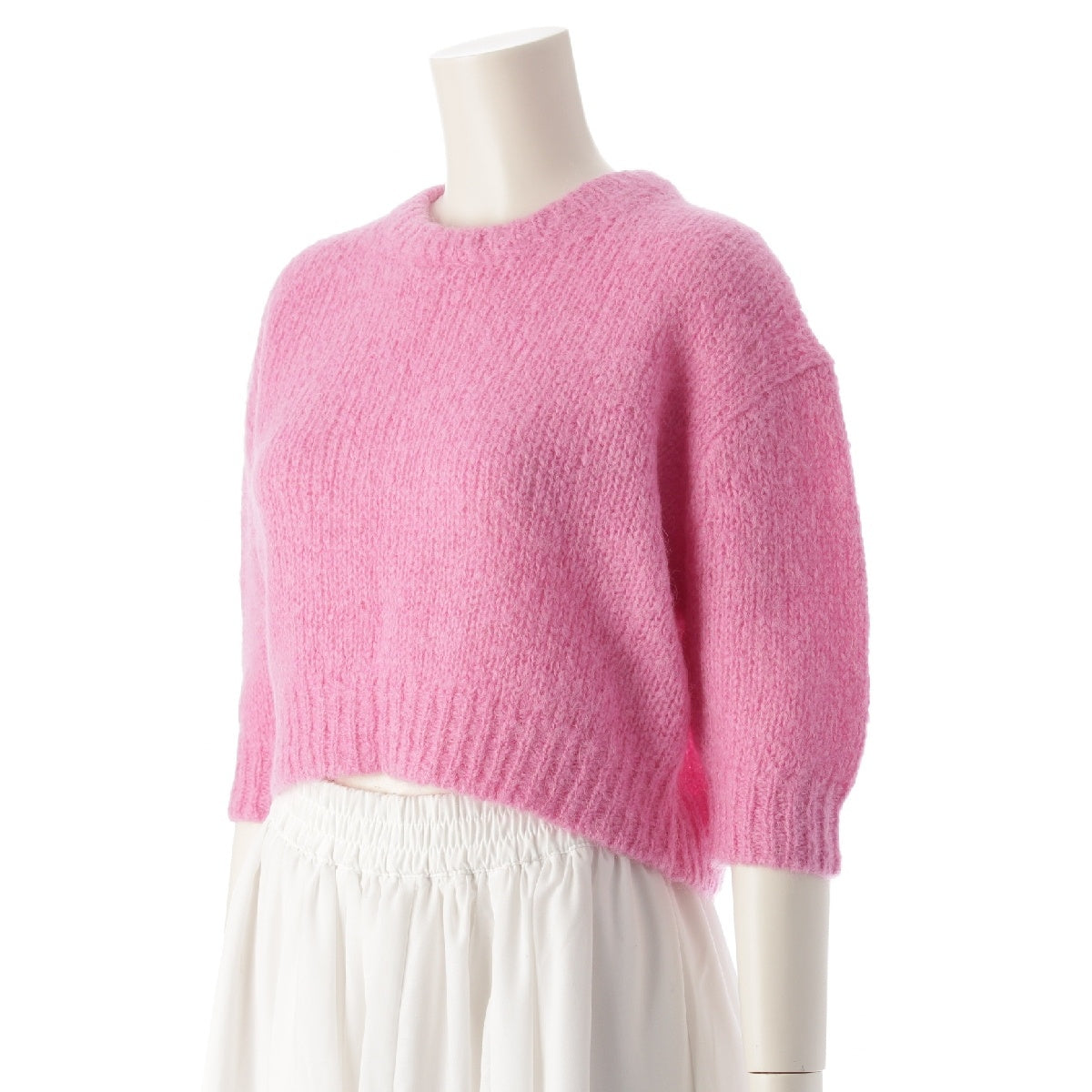 MADISON BLUE 22AW Mohair x Alpaca x Nylon PETIT S/S PO MOHAIR pullover knit tops MB224-8018 pink XS